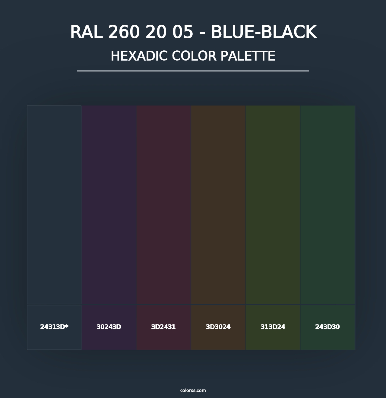 RAL 260 20 05 - Blue-Black - Hexadic Color Palette