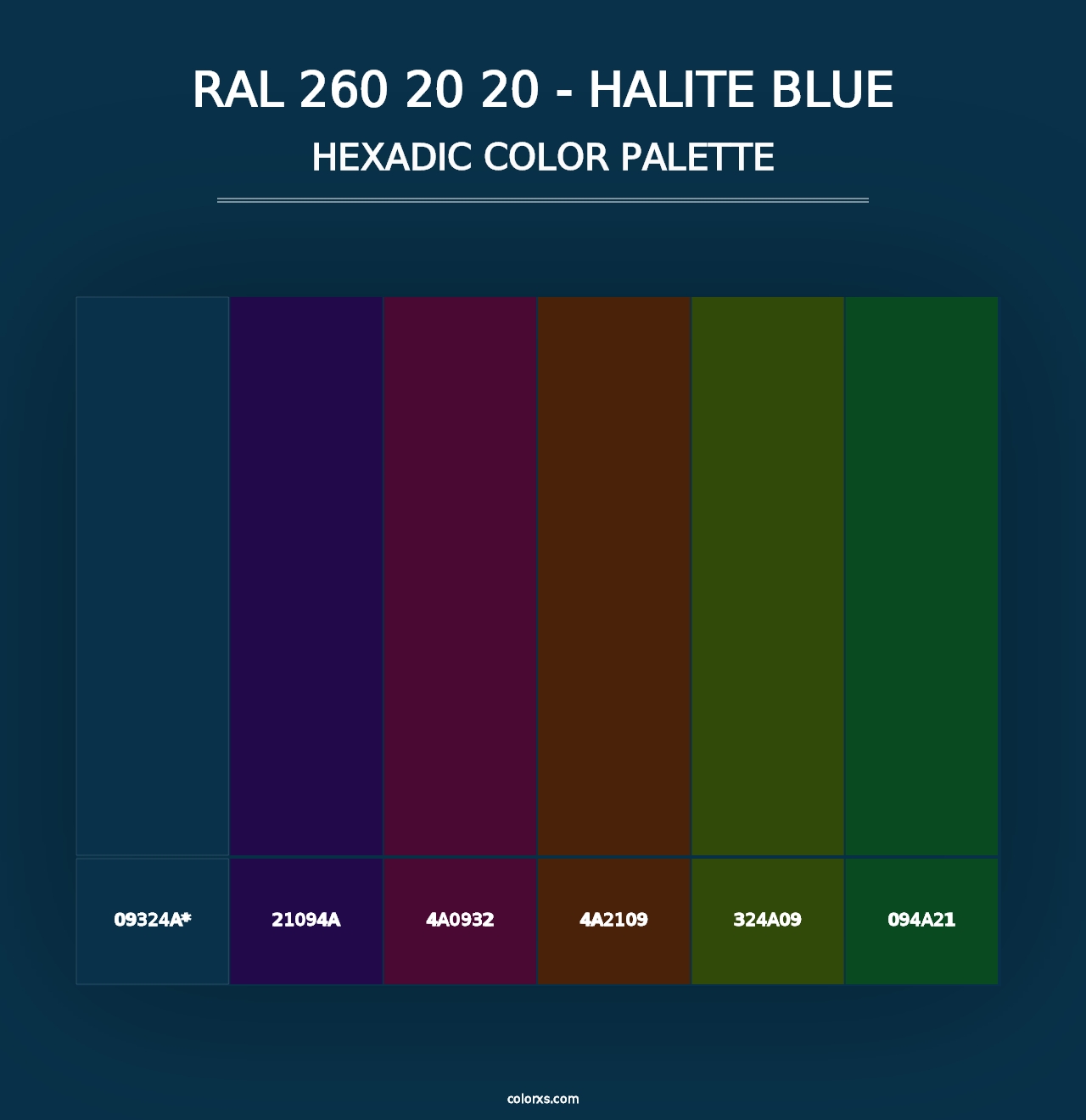 RAL 260 20 20 - Halite Blue - Hexadic Color Palette