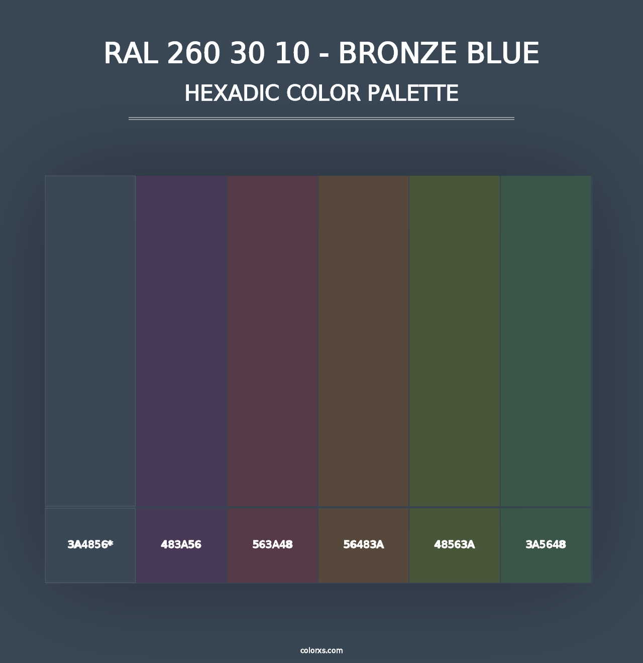 RAL 260 30 10 - Bronze Blue - Hexadic Color Palette