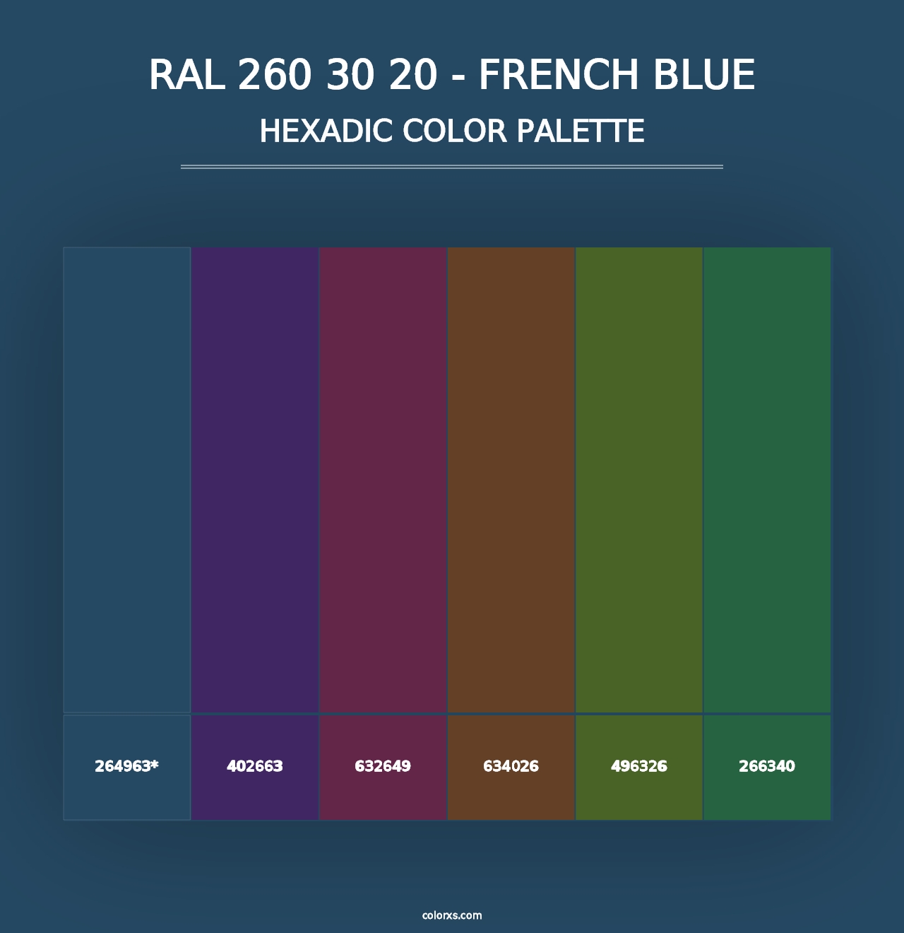 RAL 260 30 20 - French Blue - Hexadic Color Palette