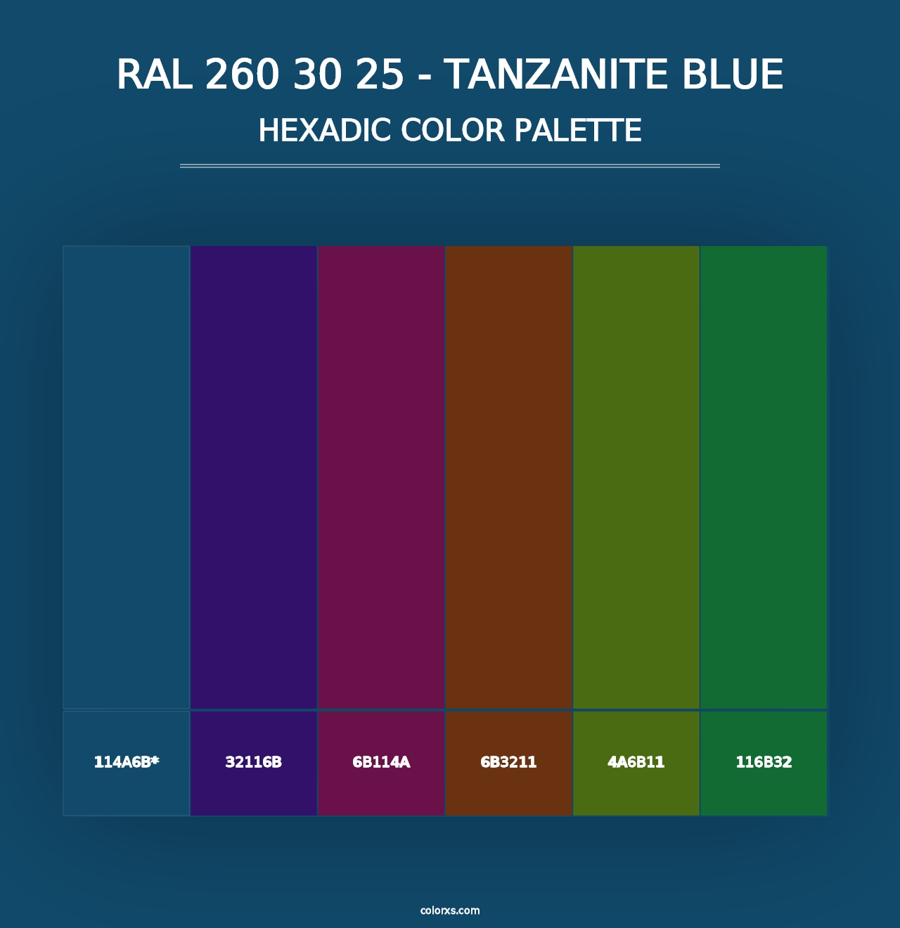 RAL 260 30 25 - Tanzanite Blue - Hexadic Color Palette