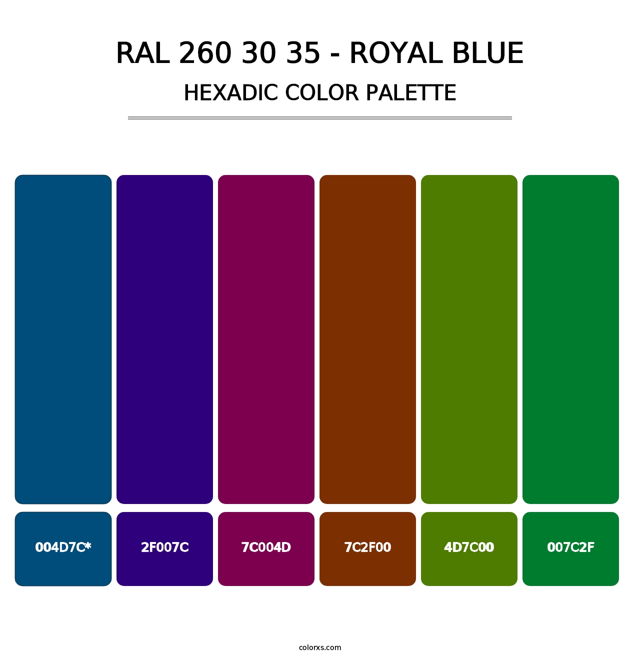 RAL 260 30 35 - Royal Blue - Hexadic Color Palette