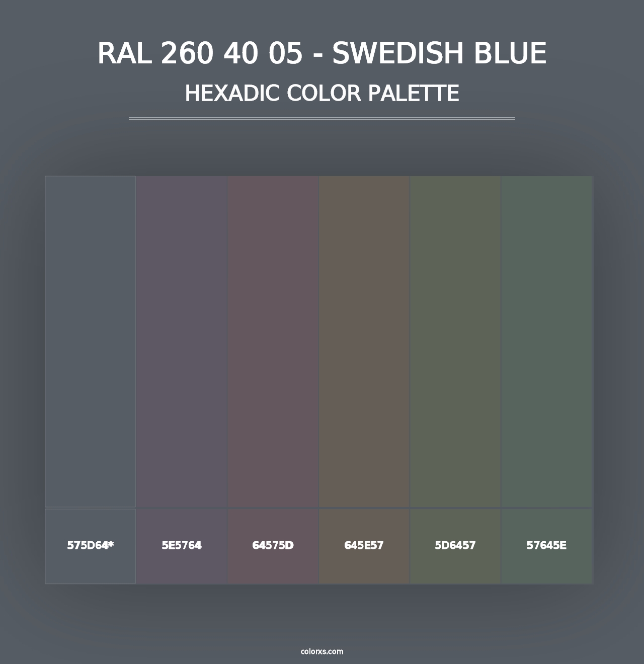 RAL 260 40 05 - Swedish Blue - Hexadic Color Palette