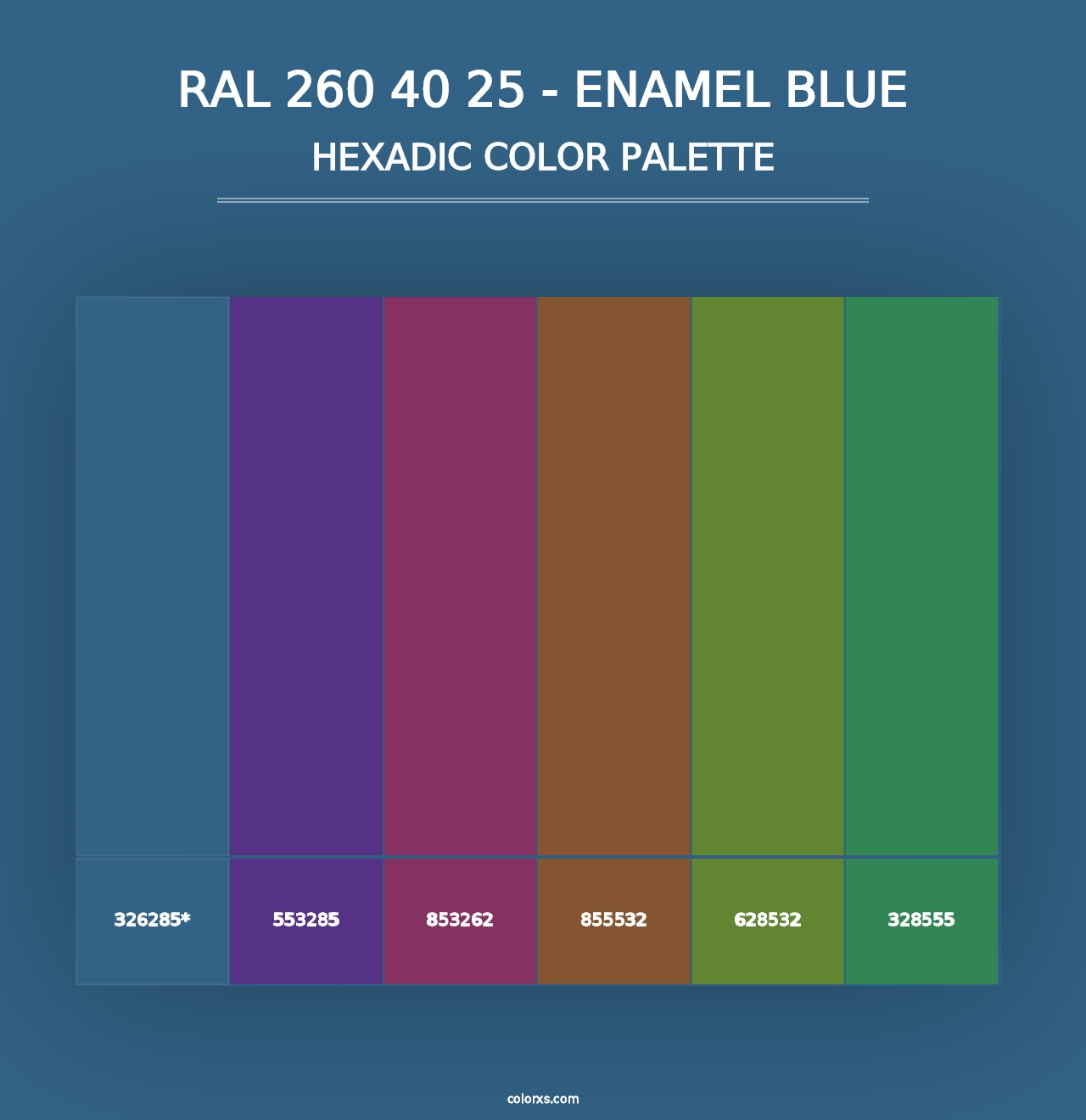 RAL 260 40 25 - Enamel Blue - Hexadic Color Palette