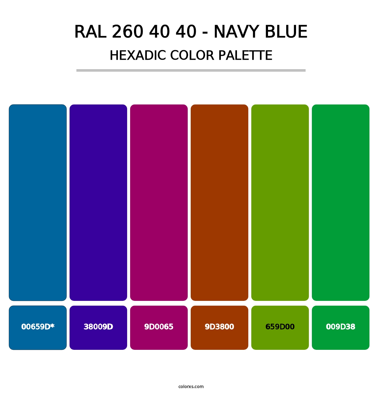 RAL 260 40 40 - Navy Blue - Hexadic Color Palette