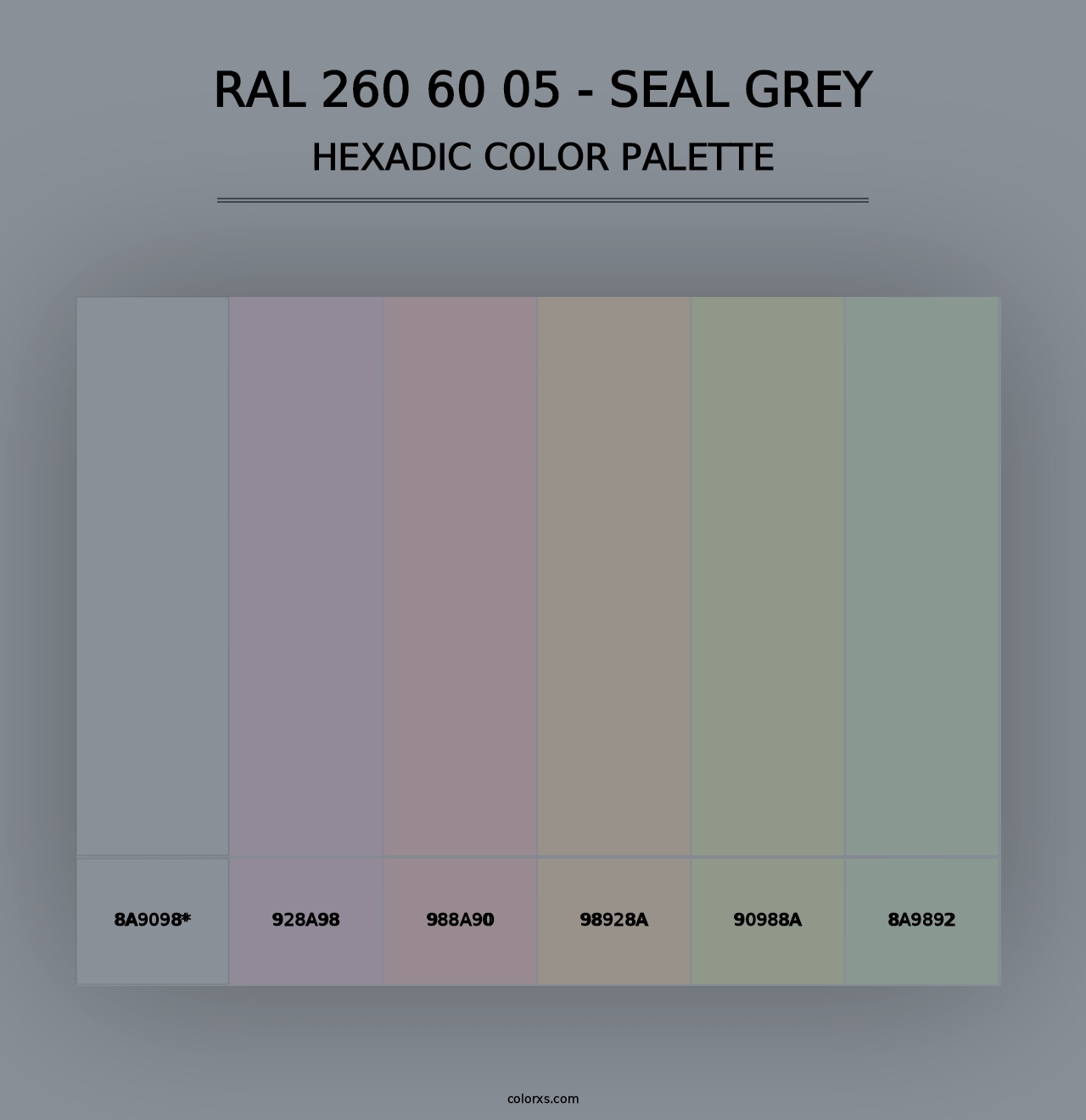 RAL 260 60 05 - Seal Grey - Hexadic Color Palette