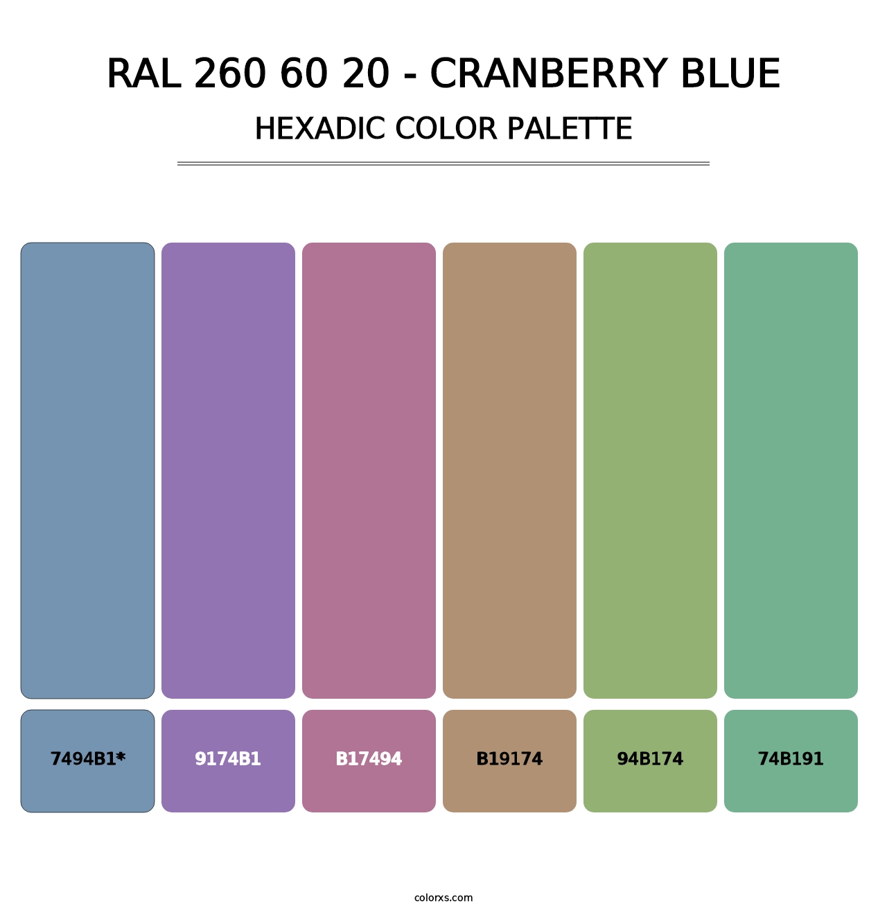 RAL 260 60 20 - Cranberry Blue - Hexadic Color Palette