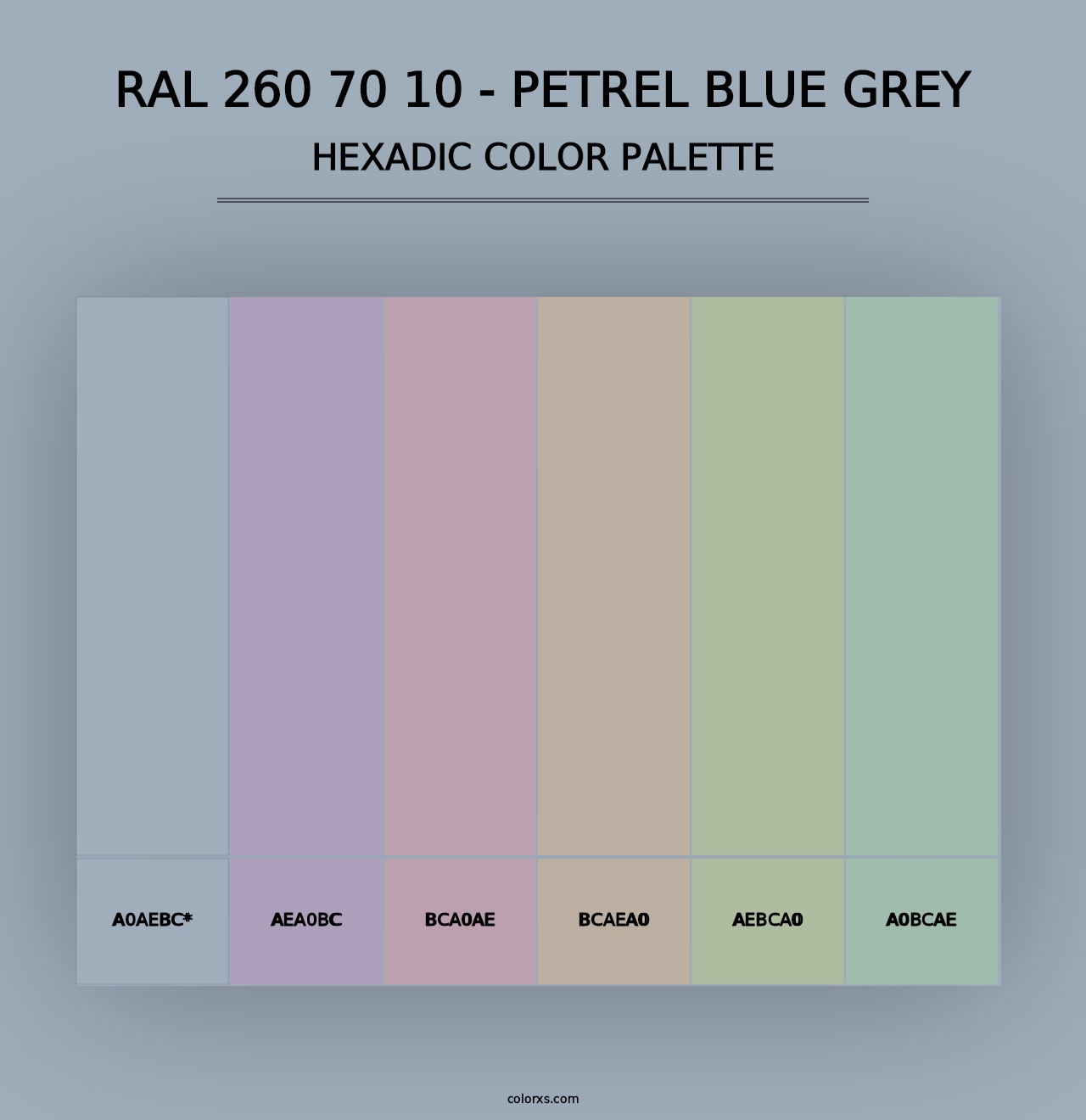 RAL 260 70 10 - Petrel Blue Grey - Hexadic Color Palette