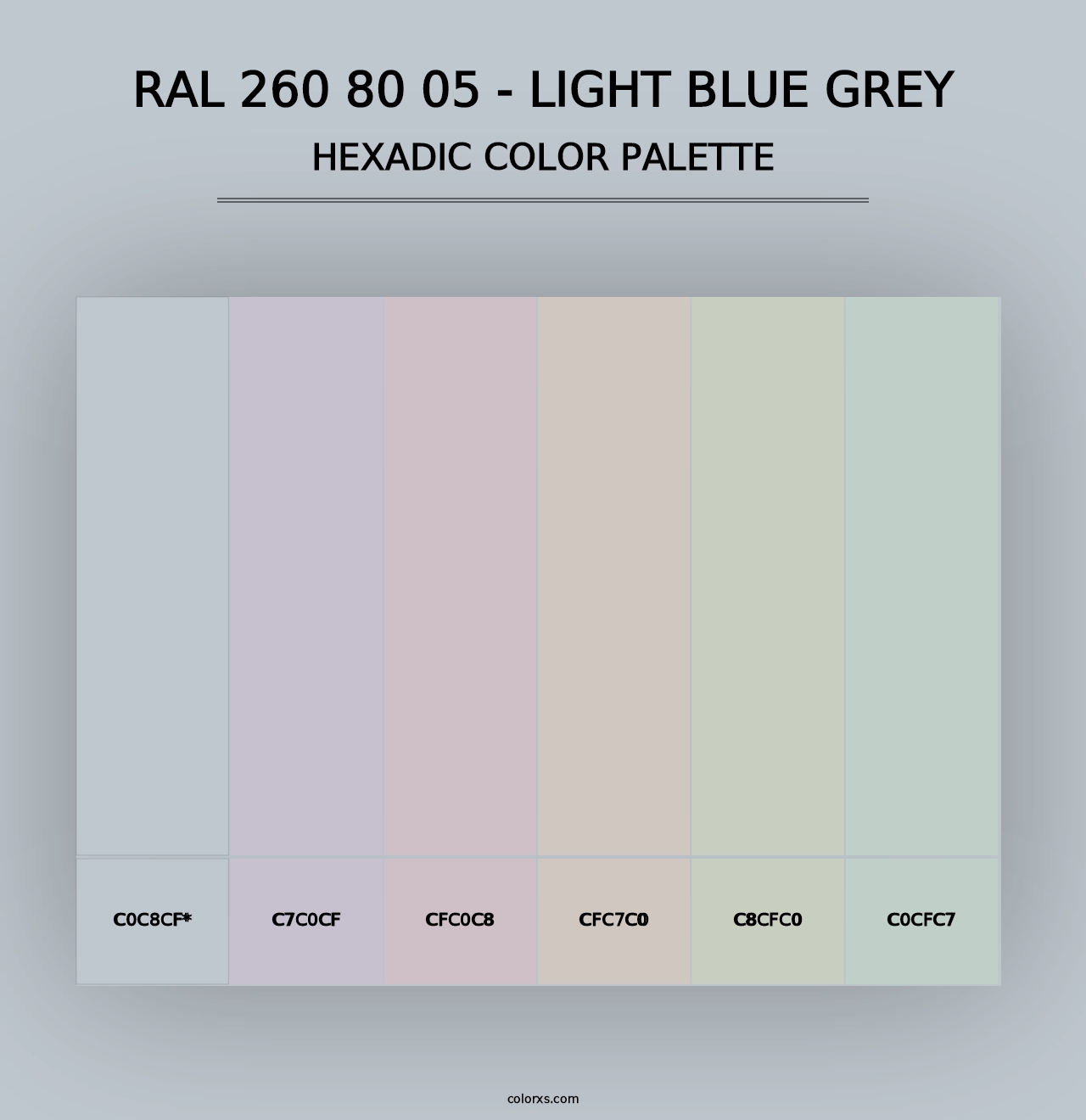 RAL 260 80 05 - Light Blue Grey - Hexadic Color Palette