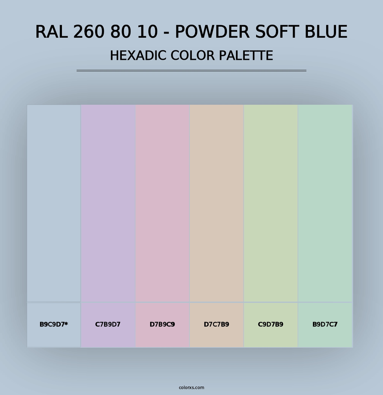 RAL 260 80 10 - Powder Soft Blue - Hexadic Color Palette