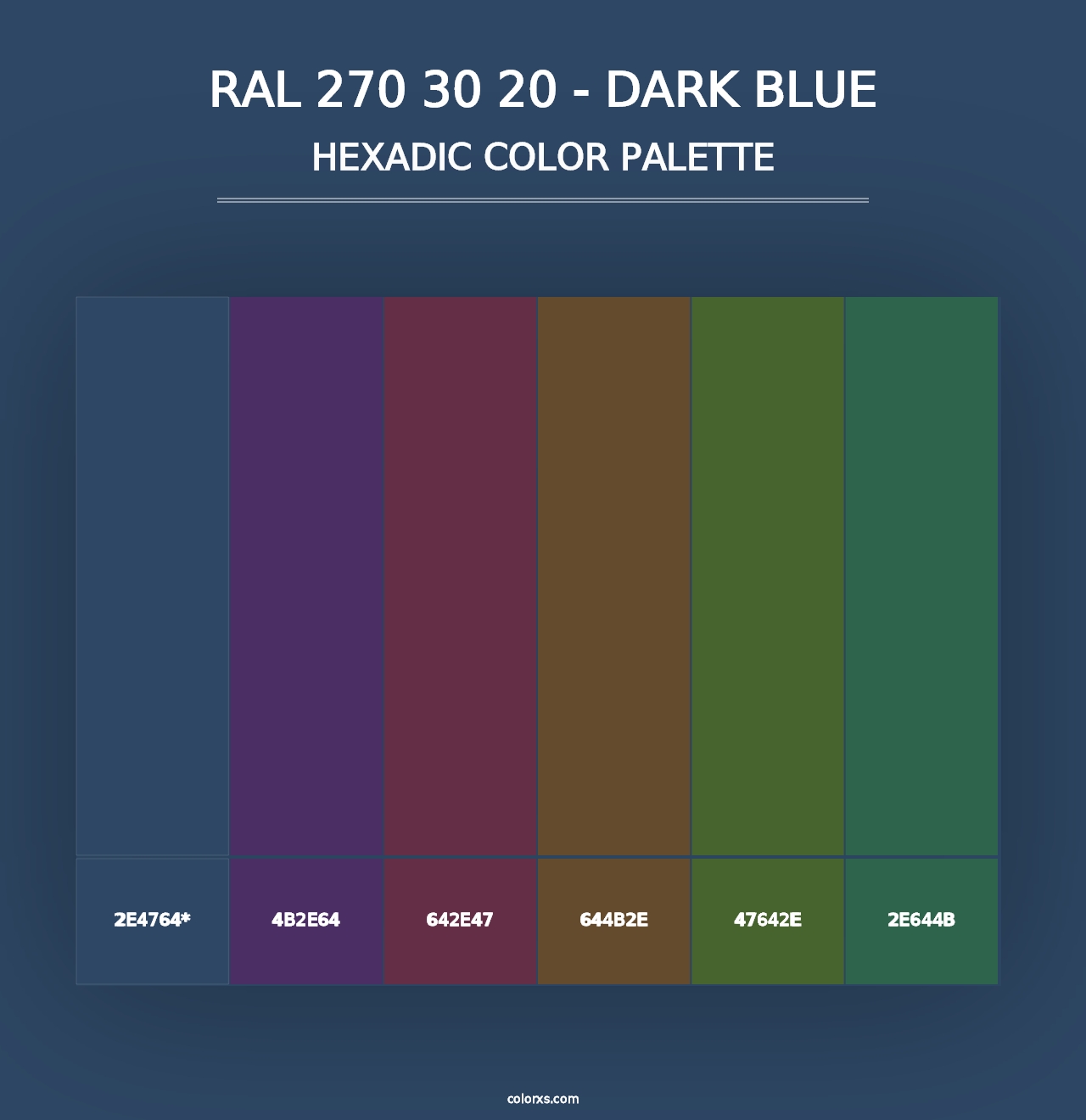 RAL 270 30 20 - Dark Blue - Hexadic Color Palette