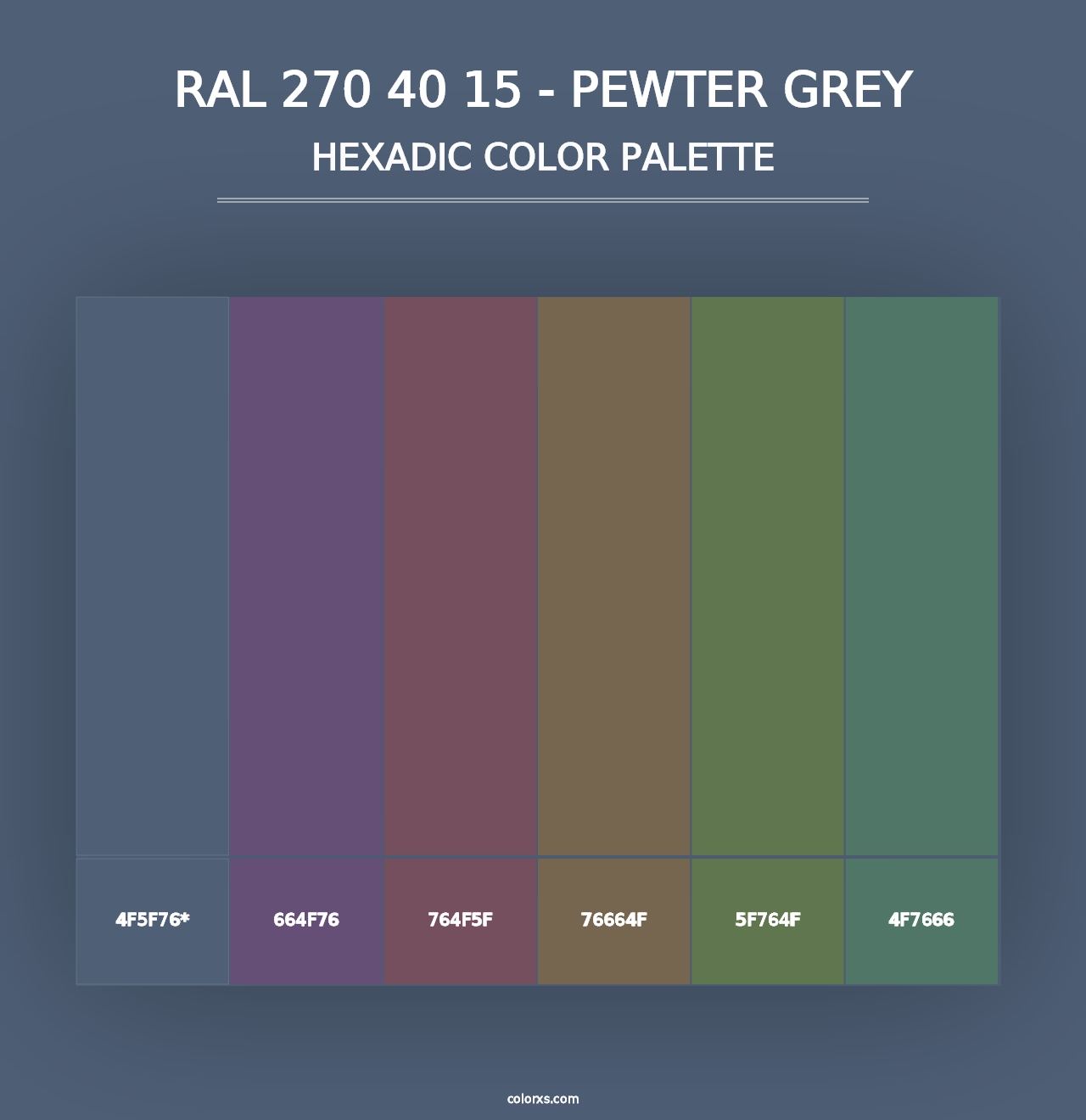 RAL 270 40 15 - Pewter Grey - Hexadic Color Palette