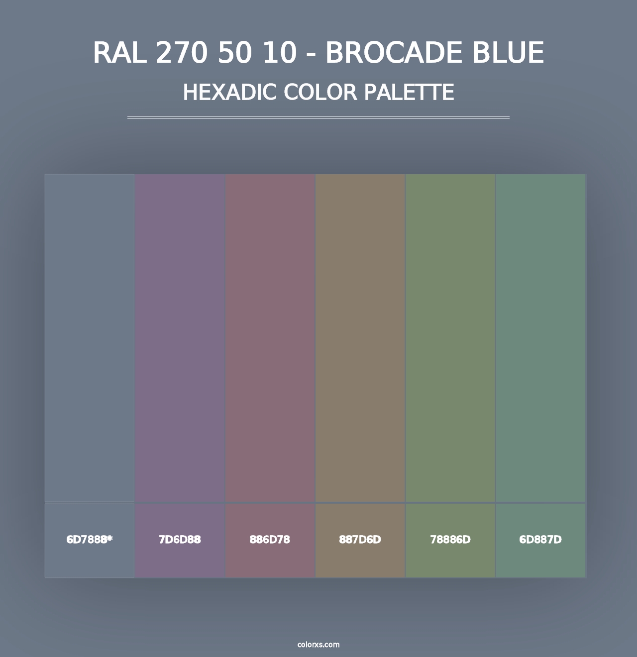 RAL 270 50 10 - Brocade Blue - Hexadic Color Palette