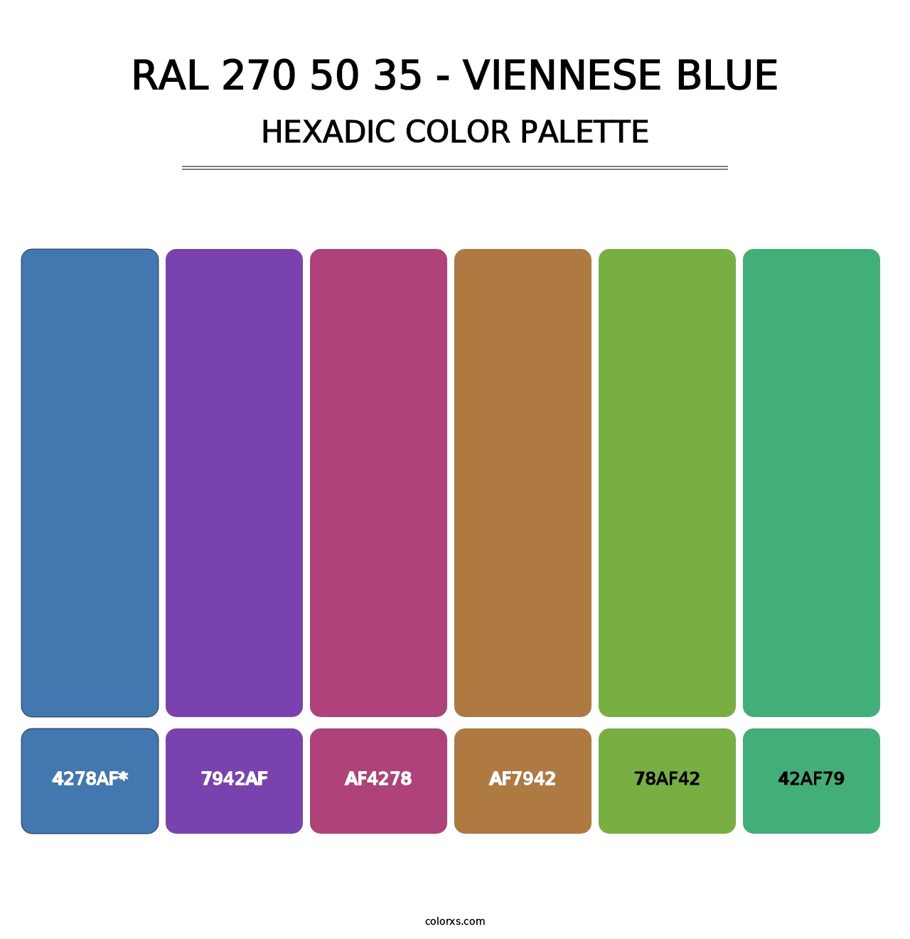 RAL 270 50 35 - Viennese Blue - Hexadic Color Palette