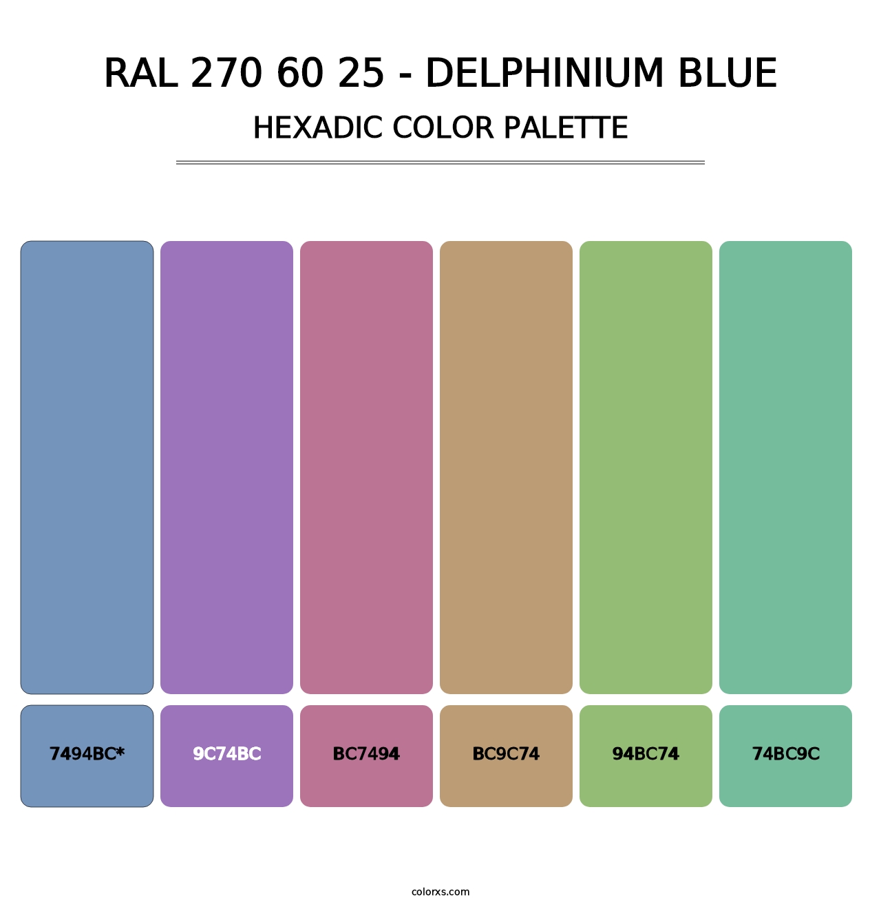 RAL 270 60 25 - Delphinium Blue - Hexadic Color Palette