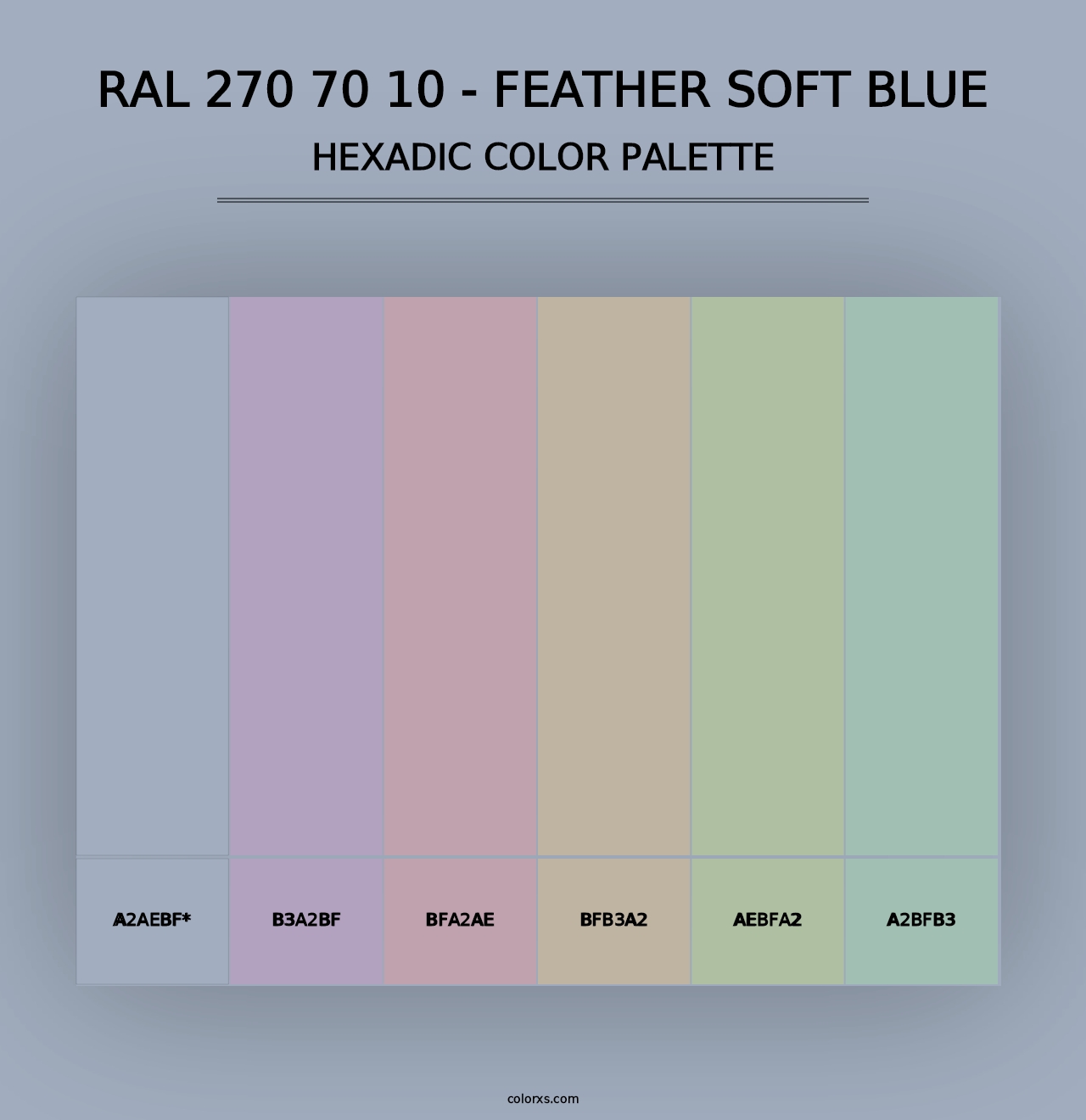 RAL 270 70 10 - Feather Soft Blue - Hexadic Color Palette