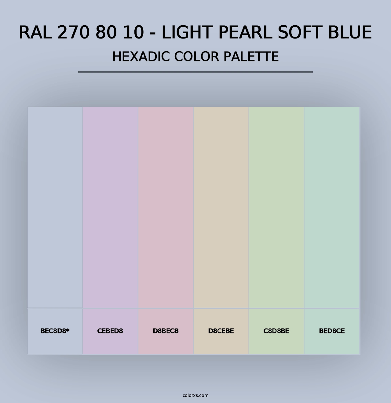 RAL 270 80 10 - Light Pearl Soft Blue - Hexadic Color Palette