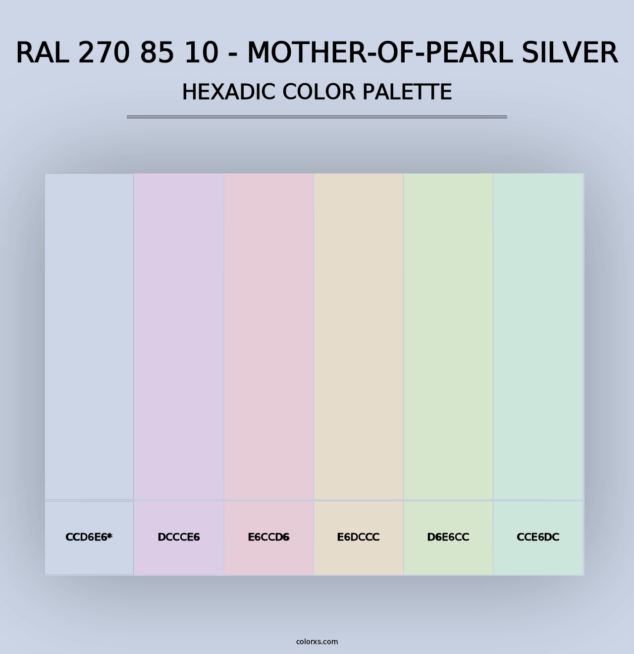 RAL 270 85 10 - Mother-Of-Pearl Silver - Hexadic Color Palette