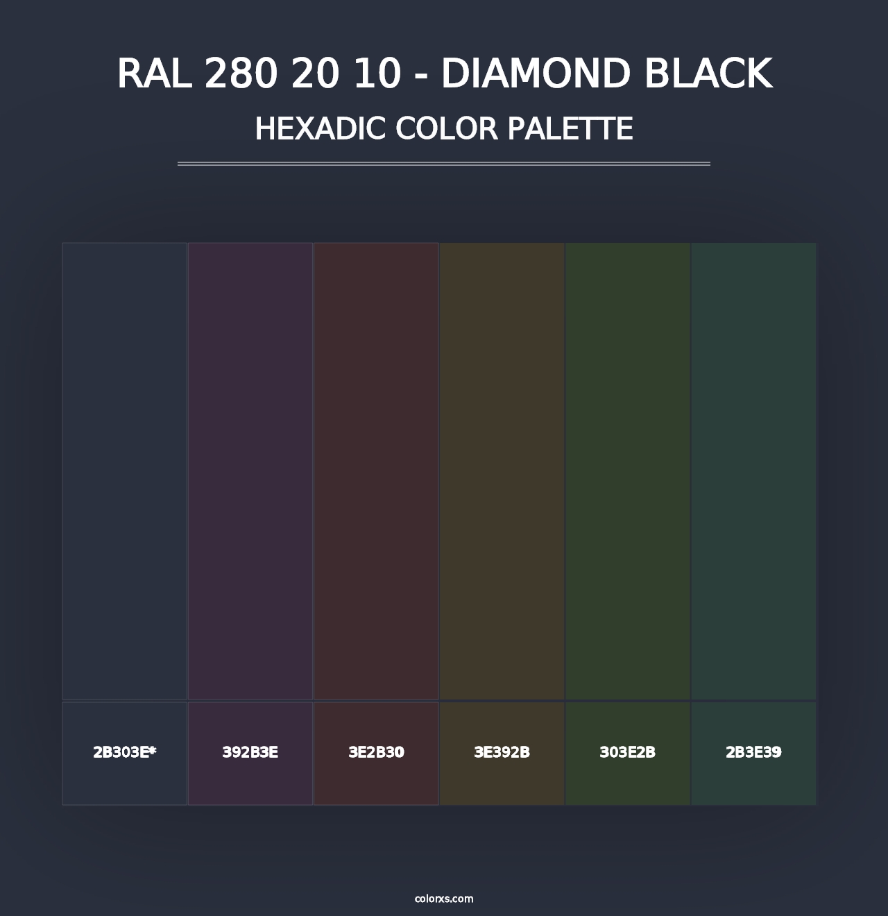 RAL 280 20 10 - Diamond Black - Hexadic Color Palette