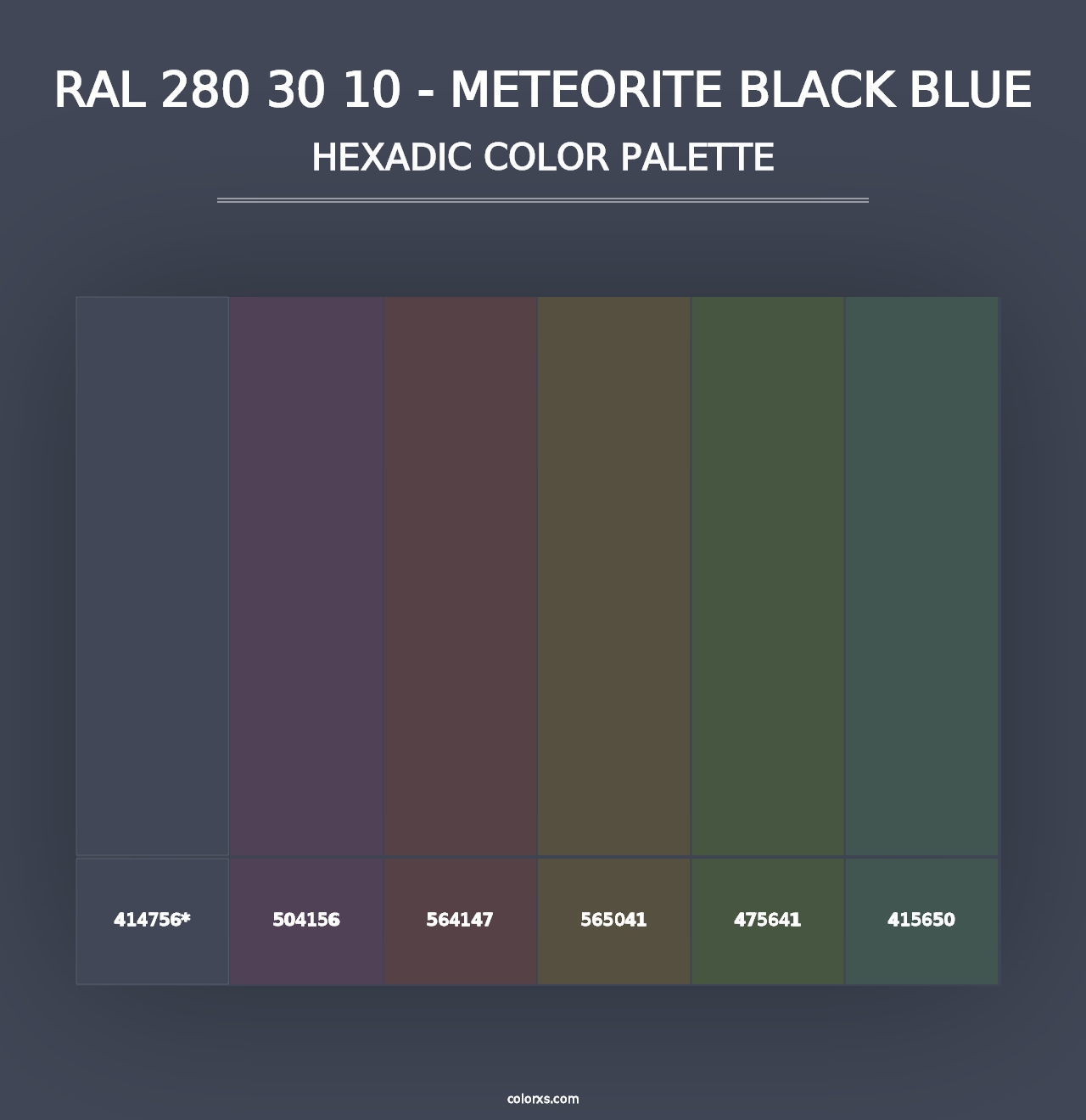 RAL 280 30 10 - Meteorite Black Blue - Hexadic Color Palette