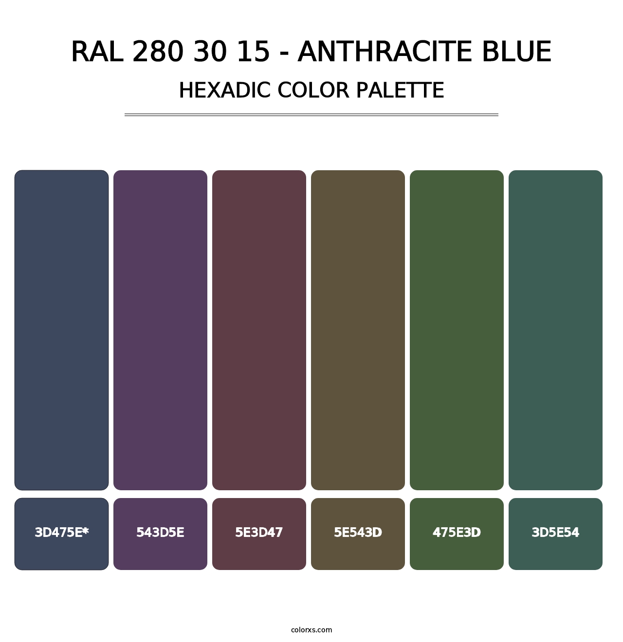 RAL 280 30 15 - Anthracite Blue - Hexadic Color Palette