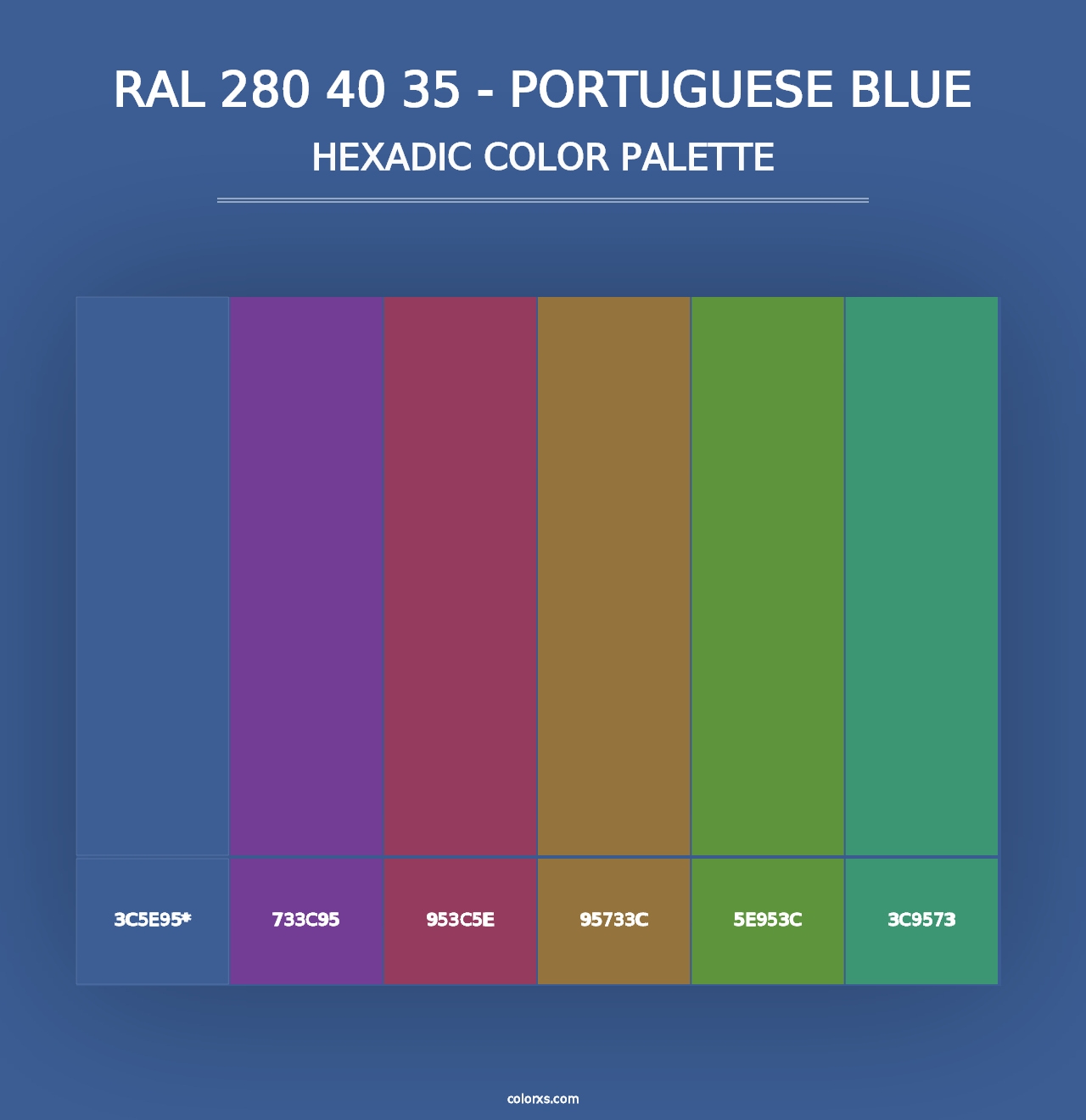 RAL 280 40 35 - Portuguese Blue - Hexadic Color Palette