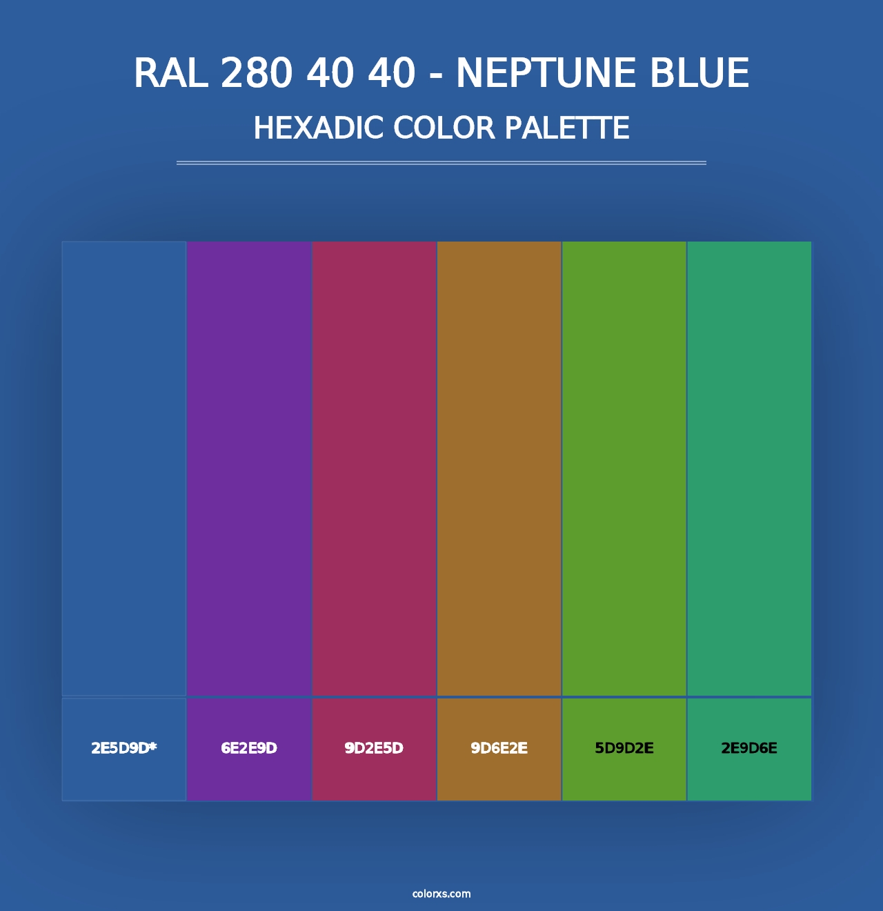 RAL 280 40 40 - Neptune Blue - Hexadic Color Palette