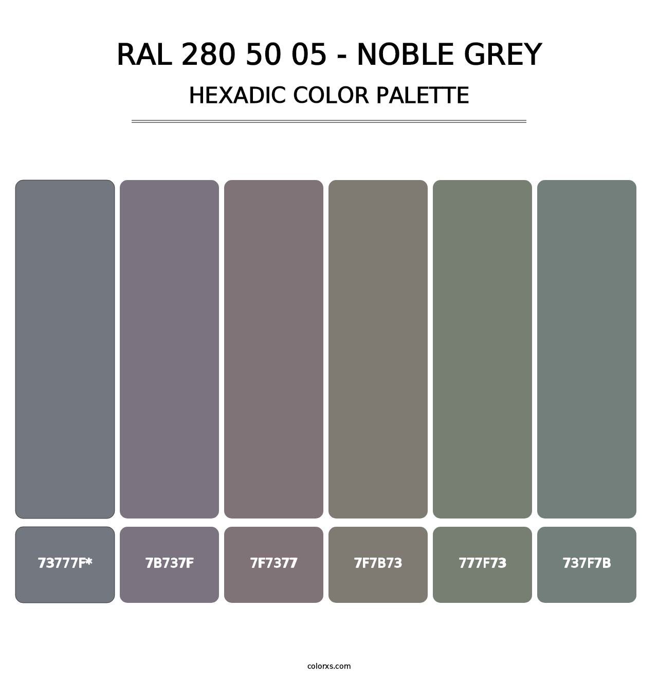 RAL 280 50 05 - Noble Grey - Hexadic Color Palette