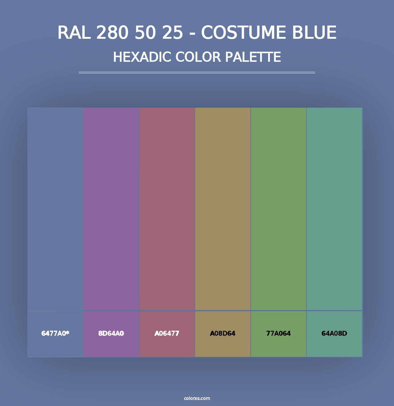 RAL 280 50 25 - Costume Blue - Hexadic Color Palette