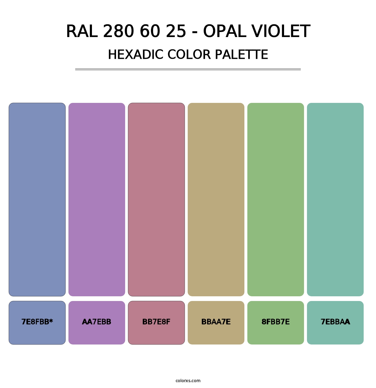 RAL 280 60 25 - Opal Violet - Hexadic Color Palette