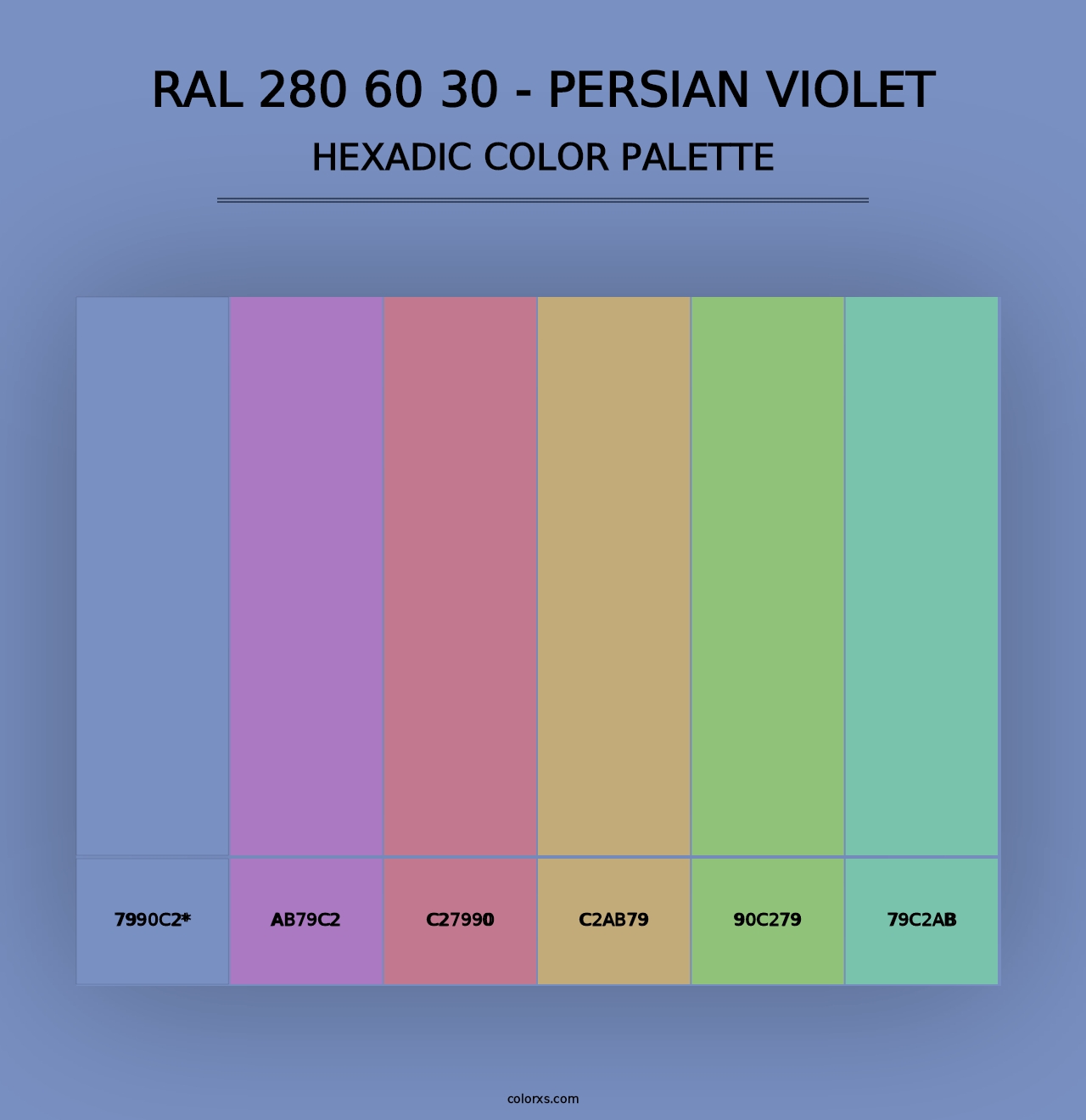 RAL 280 60 30 - Persian Violet - Hexadic Color Palette