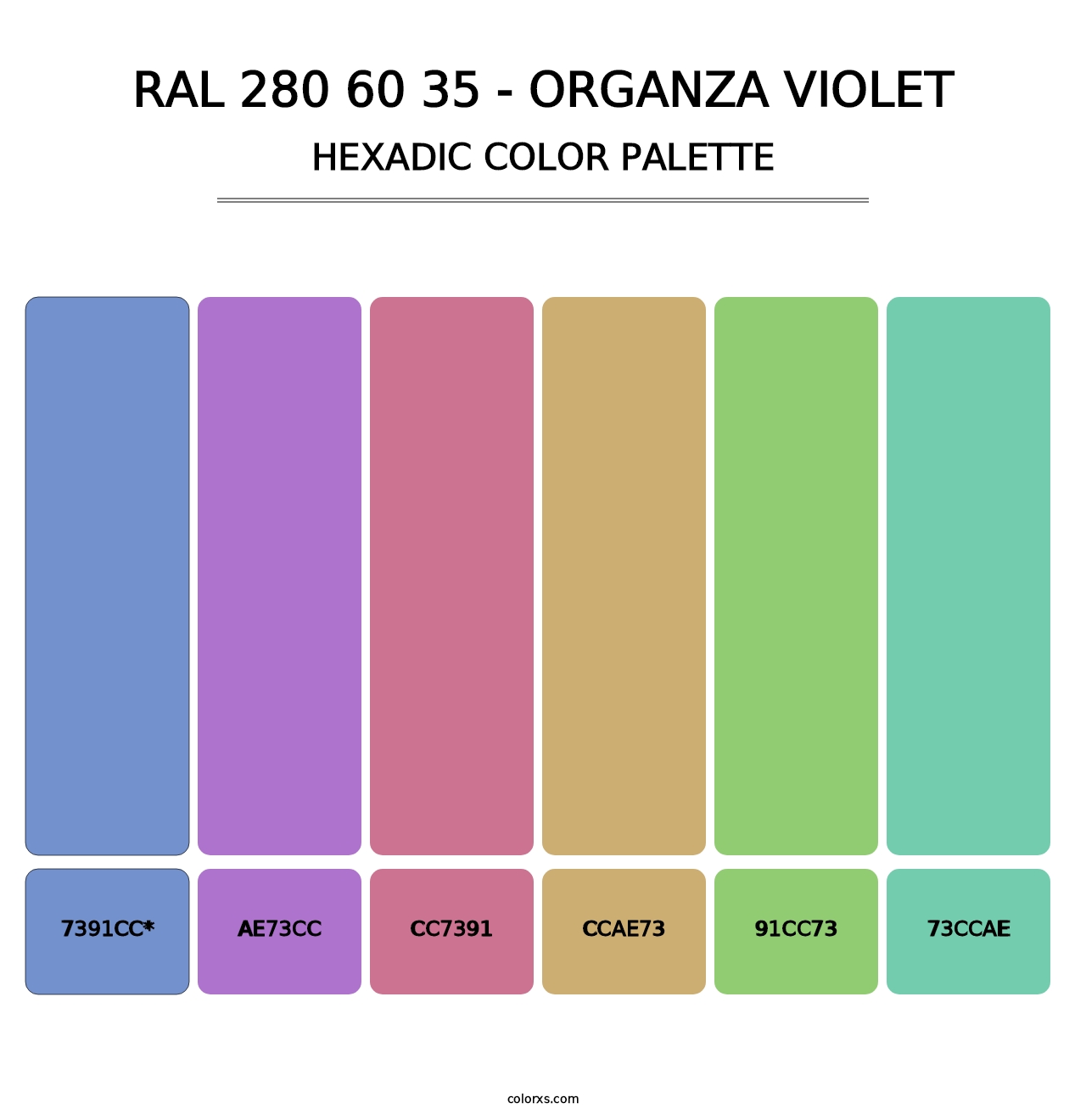 RAL 280 60 35 - Organza Violet - Hexadic Color Palette