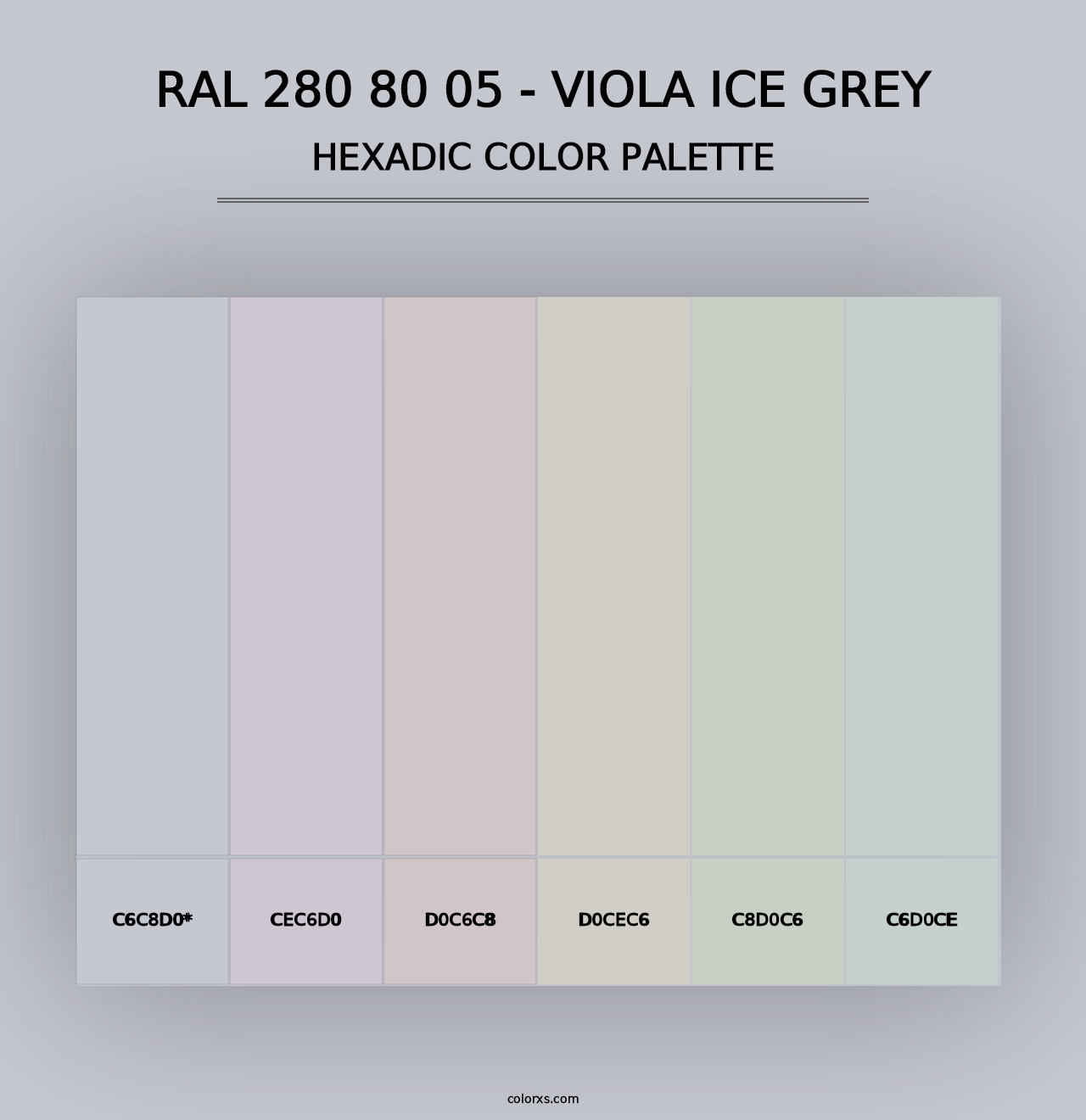 RAL 280 80 05 - Viola Ice Grey - Hexadic Color Palette