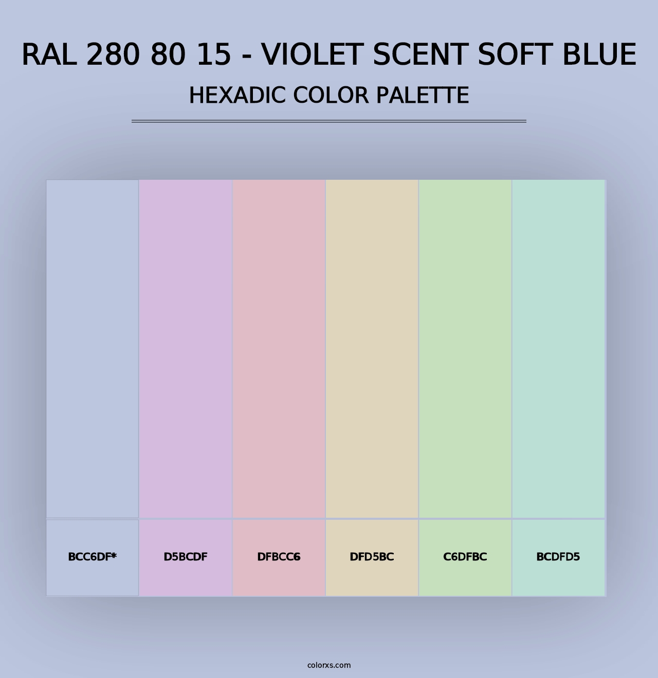 RAL 280 80 15 - Violet Scent Soft Blue - Hexadic Color Palette