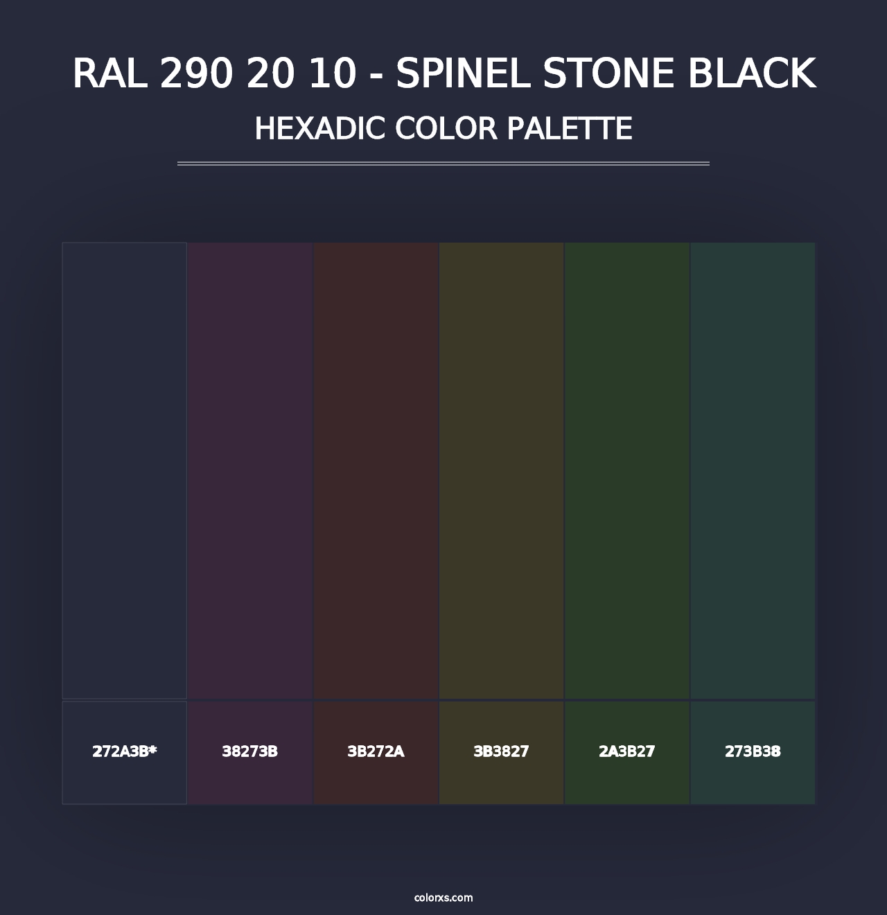 RAL 290 20 10 - Spinel Stone Black - Hexadic Color Palette