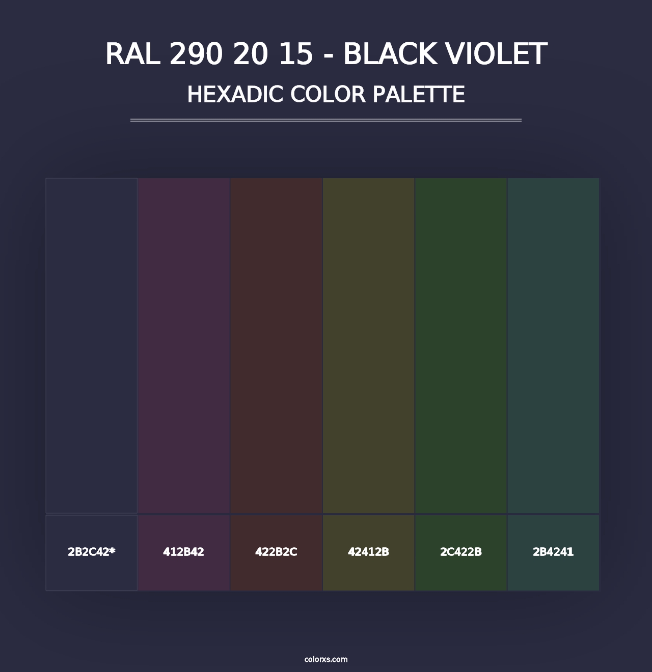 RAL 290 20 15 - Black Violet - Hexadic Color Palette