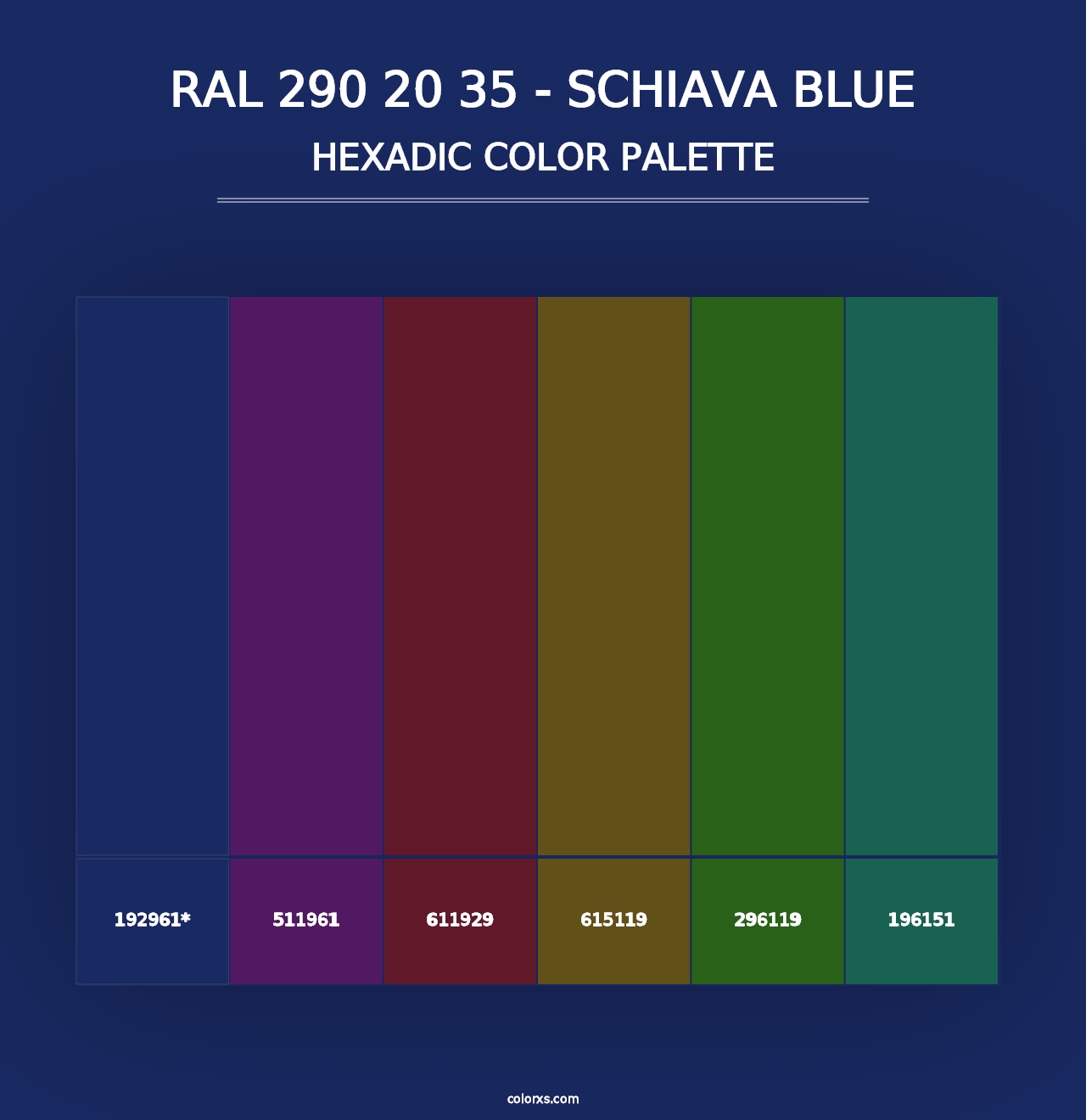 RAL 290 20 35 - Schiava Blue - Hexadic Color Palette