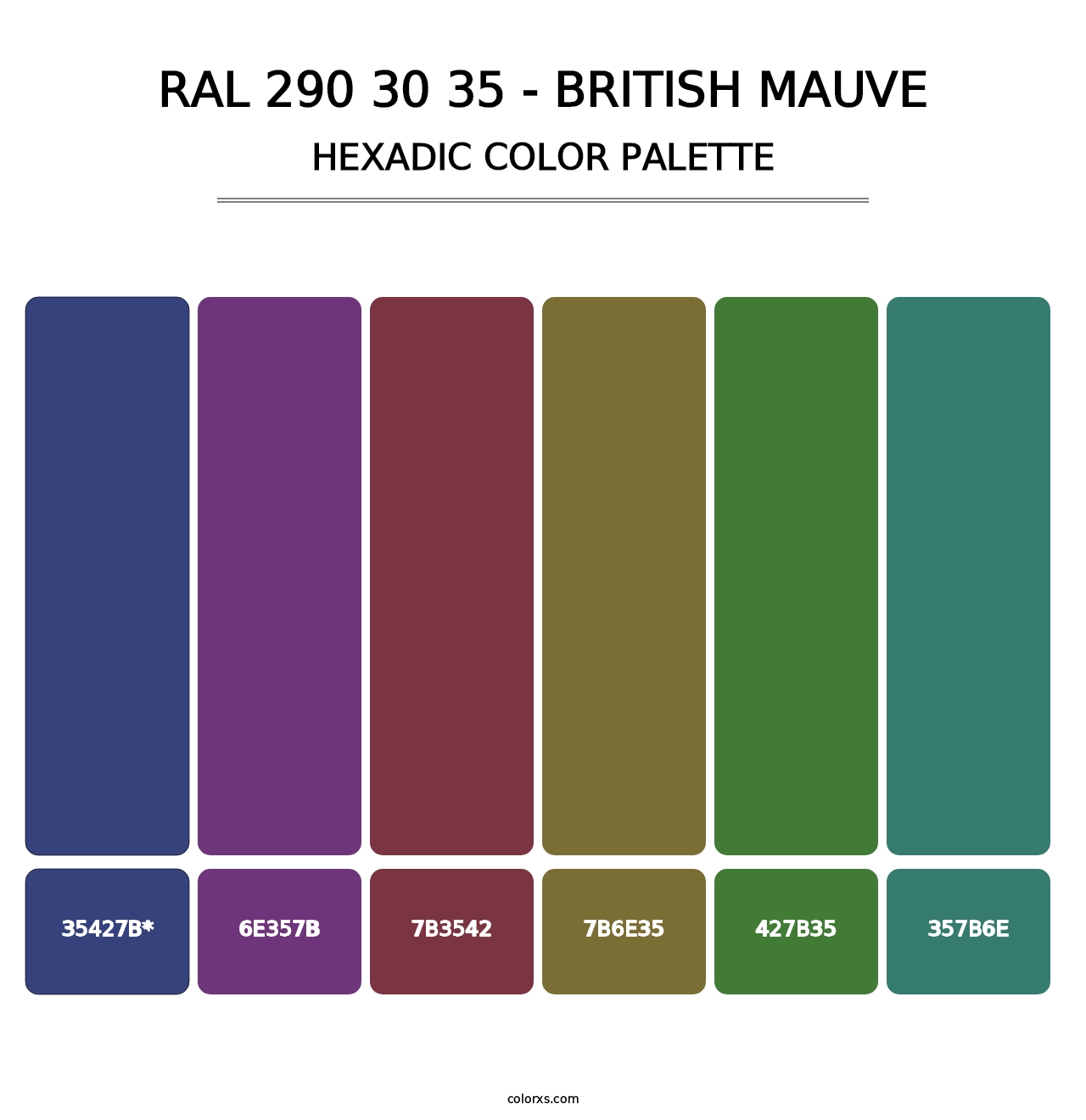 RAL 290 30 35 - British Mauve - Hexadic Color Palette