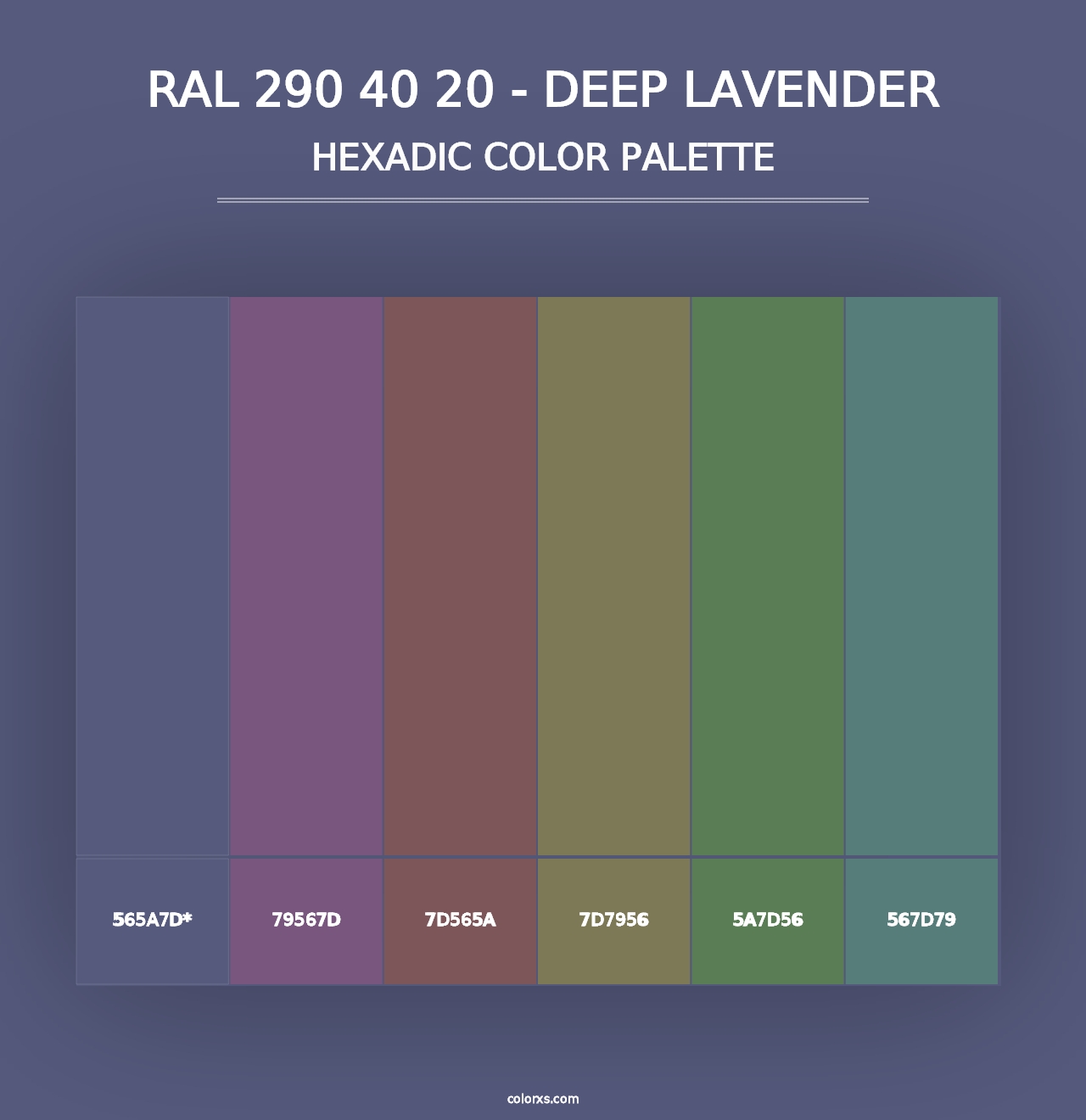 RAL 290 40 20 - Deep Lavender - Hexadic Color Palette