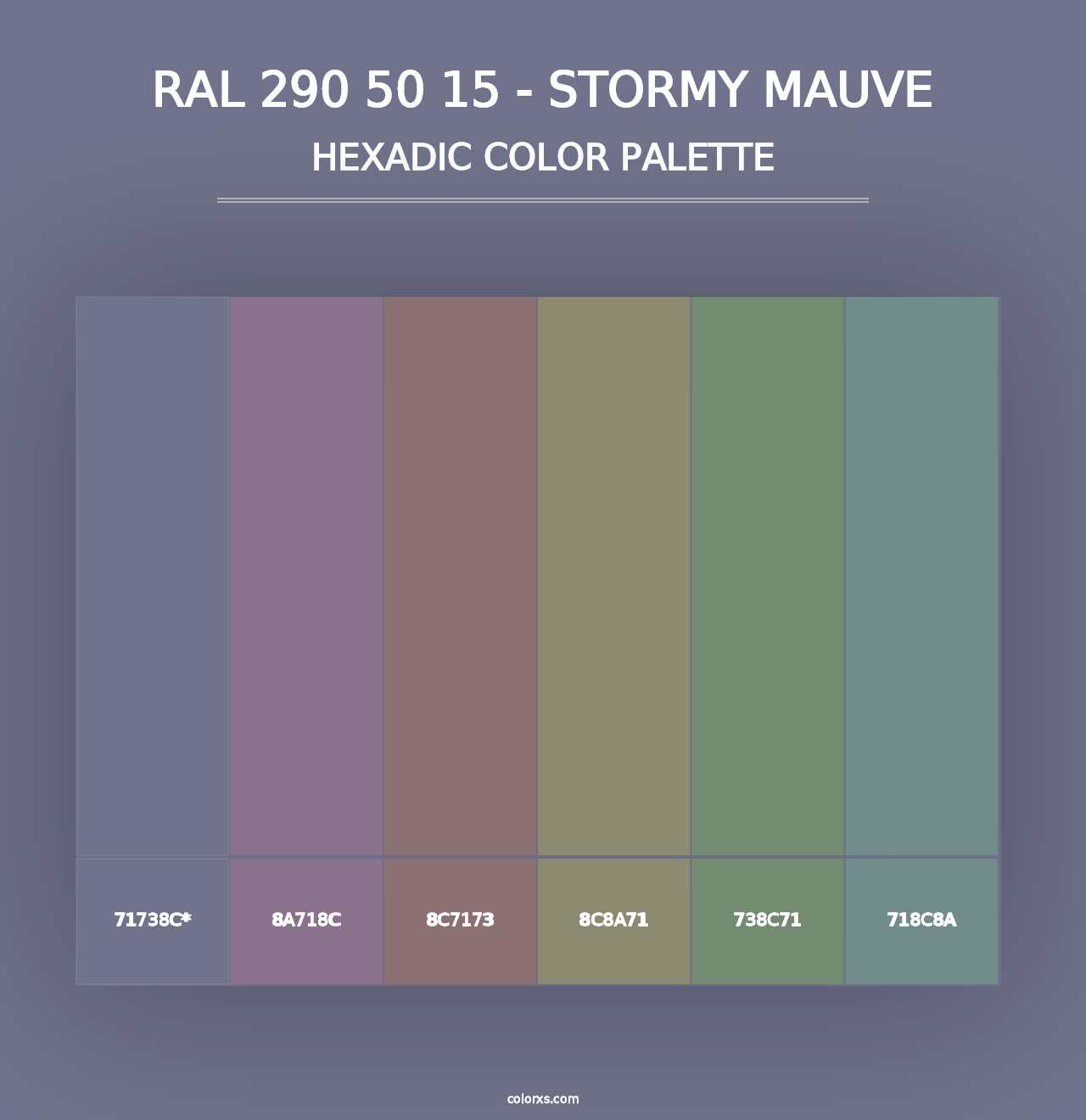 RAL 290 50 15 - Stormy Mauve - Hexadic Color Palette