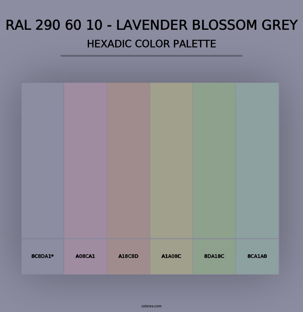 RAL 290 60 10 - Lavender Blossom Grey - Hexadic Color Palette