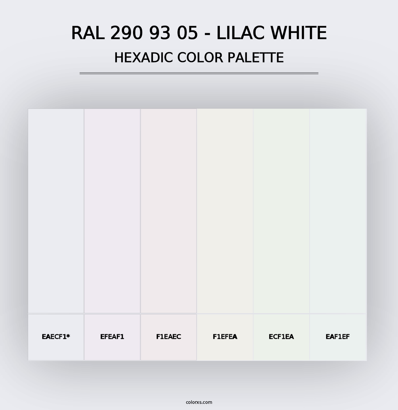 RAL 290 93 05 - Lilac White - Hexadic Color Palette