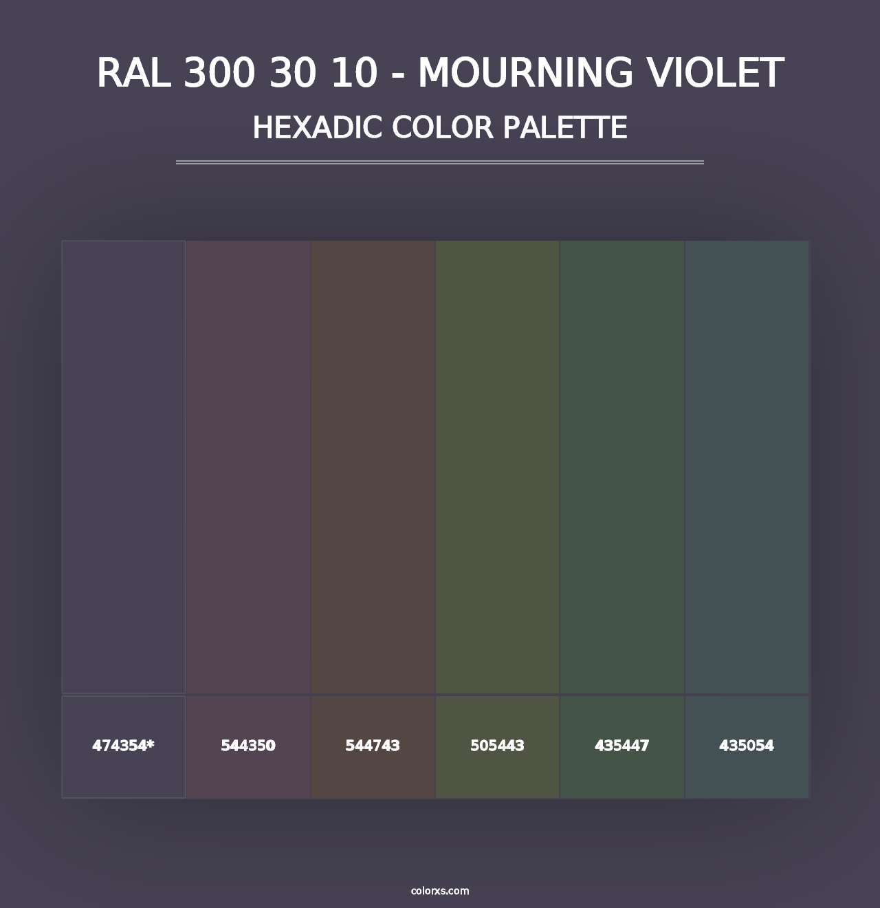 RAL 300 30 10 - Mourning Violet - Hexadic Color Palette