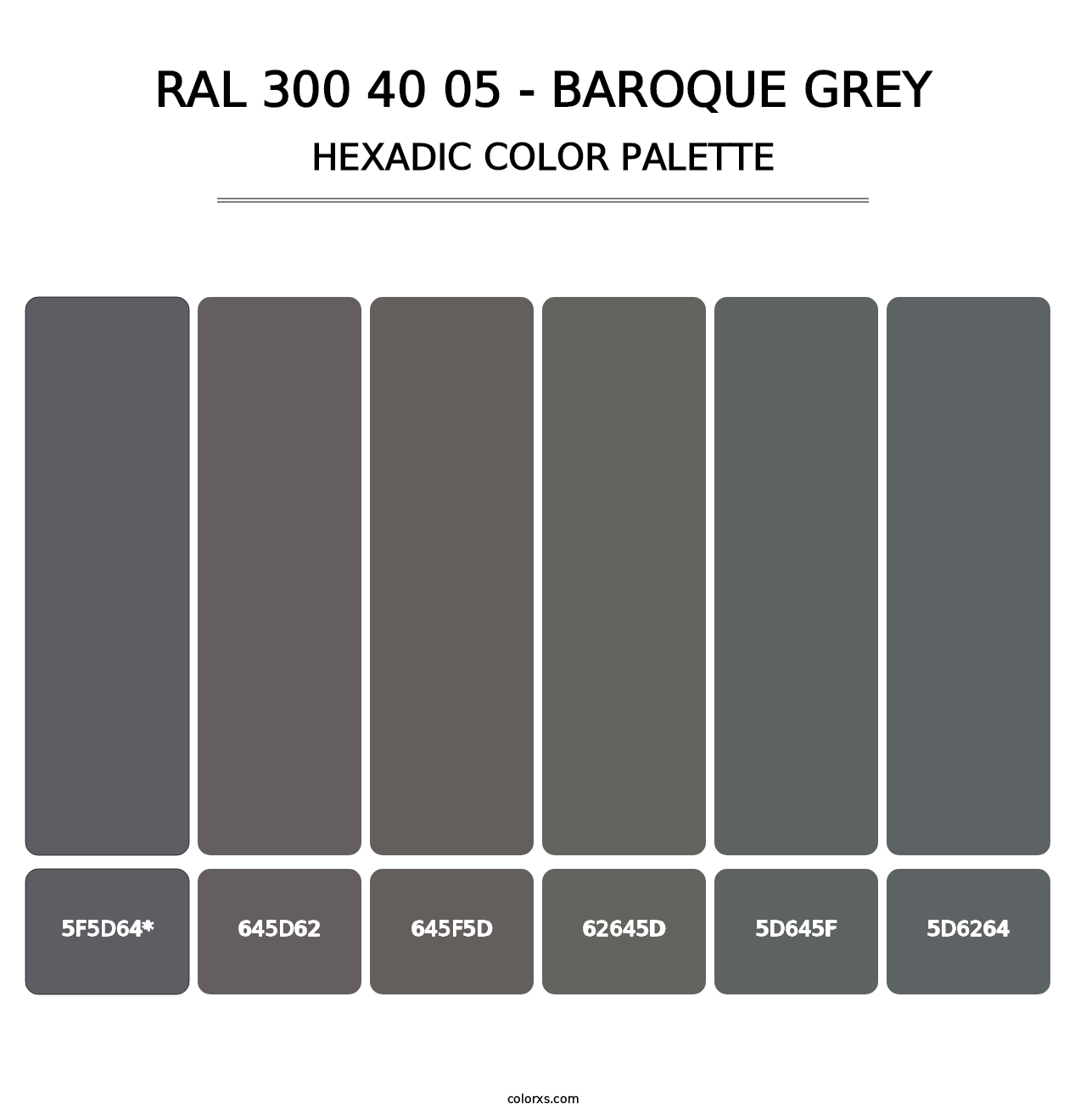 RAL 300 40 05 - Baroque Grey - Hexadic Color Palette