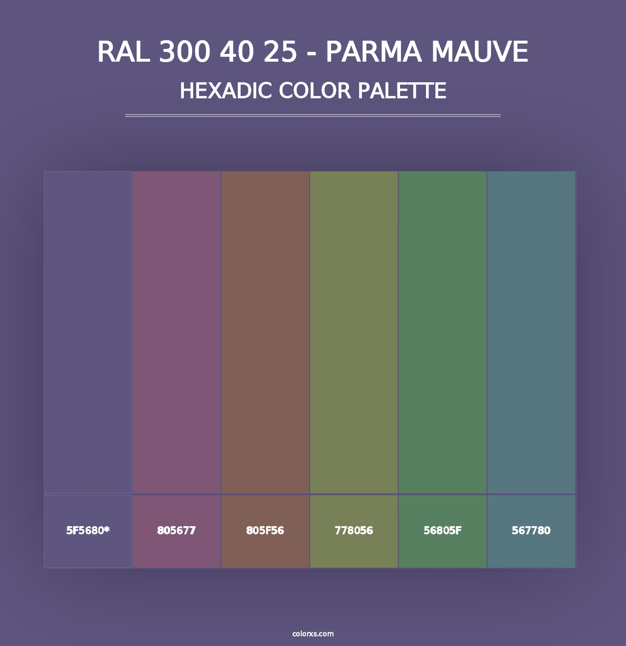 RAL 300 40 25 - Parma Mauve - Hexadic Color Palette