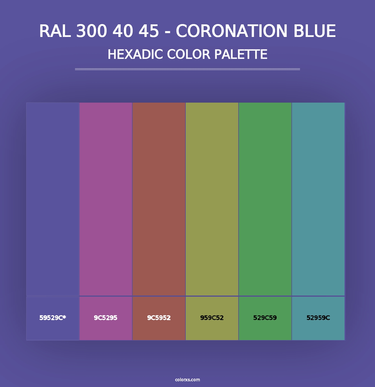 RAL 300 40 45 - Coronation Blue - Hexadic Color Palette