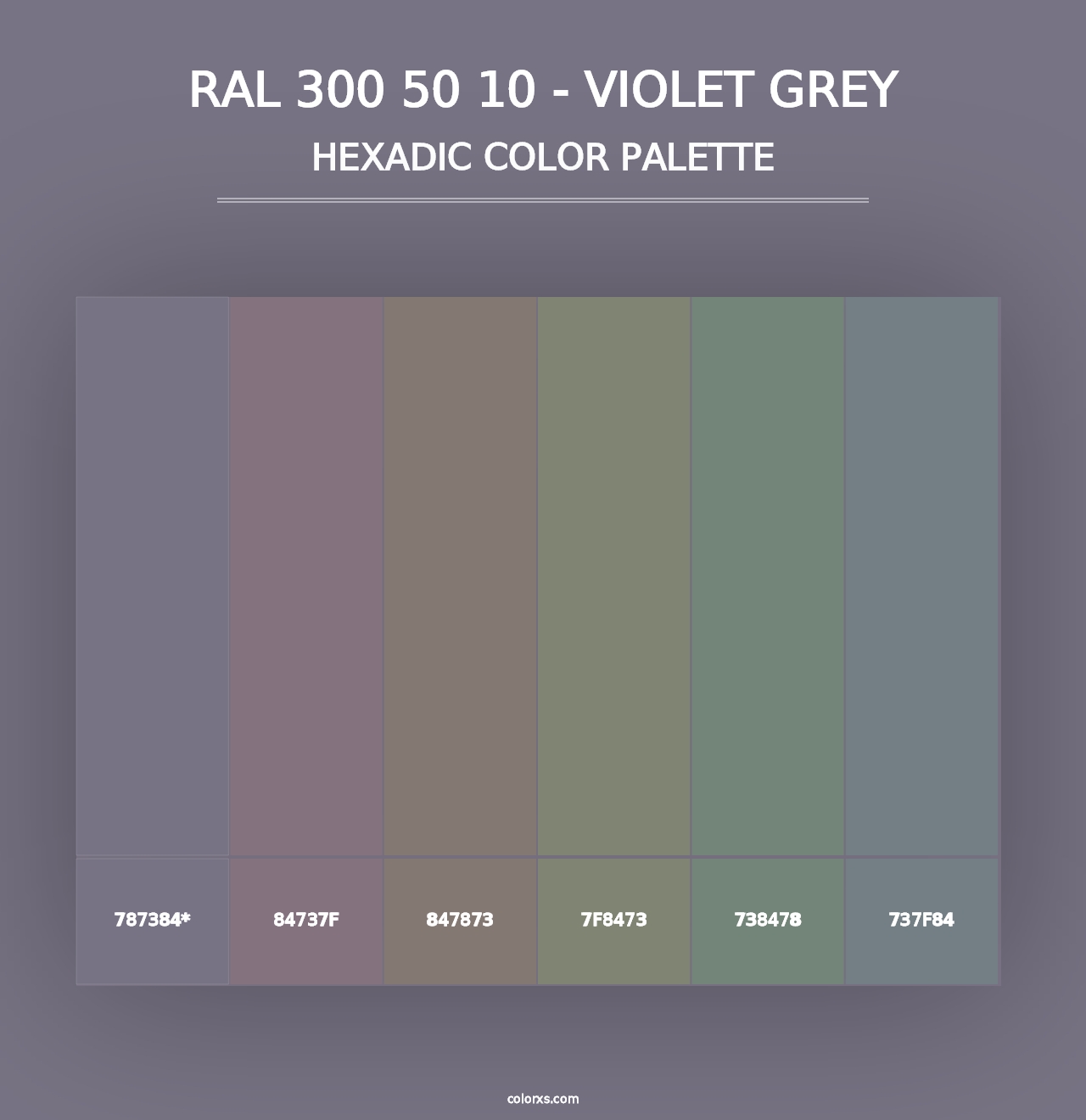 RAL 300 50 10 - Violet Grey - Hexadic Color Palette