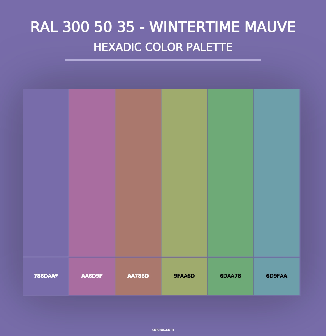 RAL 300 50 35 - Wintertime Mauve - Hexadic Color Palette