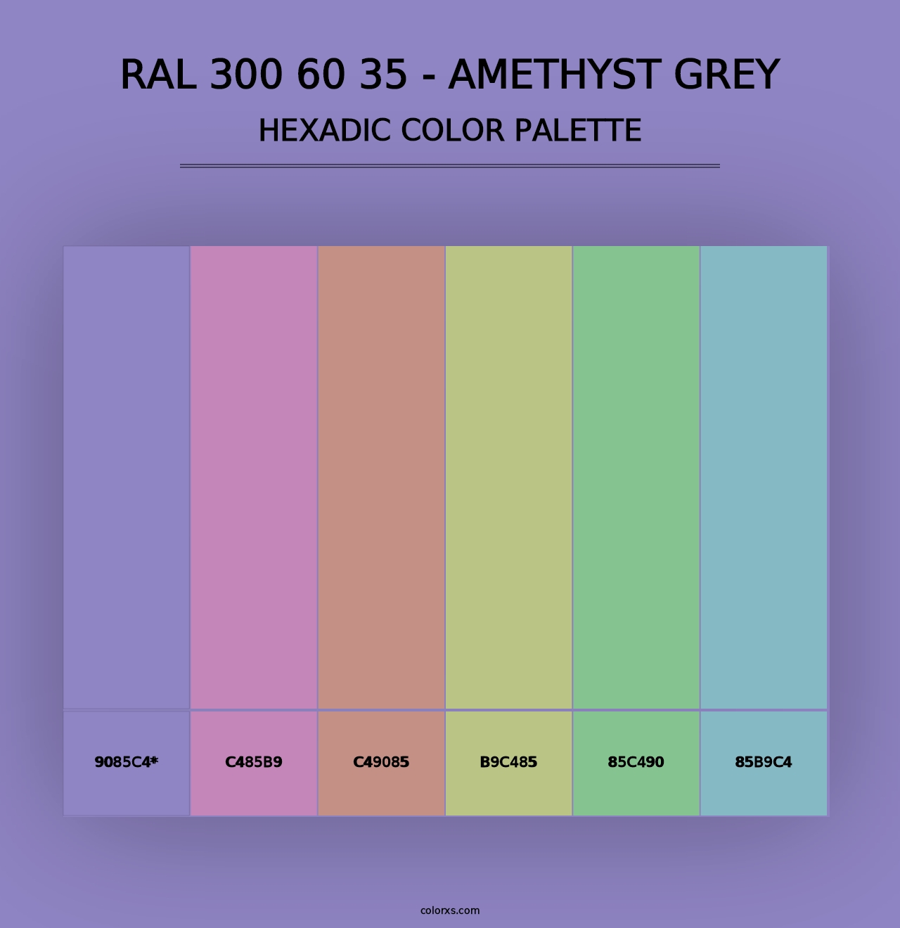 RAL 300 60 35 - Amethyst Grey - Hexadic Color Palette