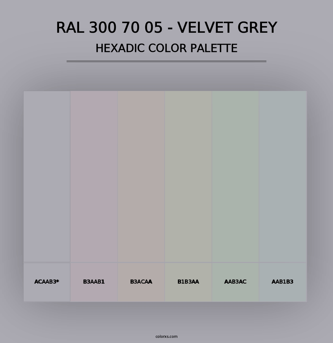 RAL 300 70 05 - Velvet Grey - Hexadic Color Palette